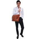 Pierre Cardin PC3830 Rustic Leather Computer Bag/Cognac