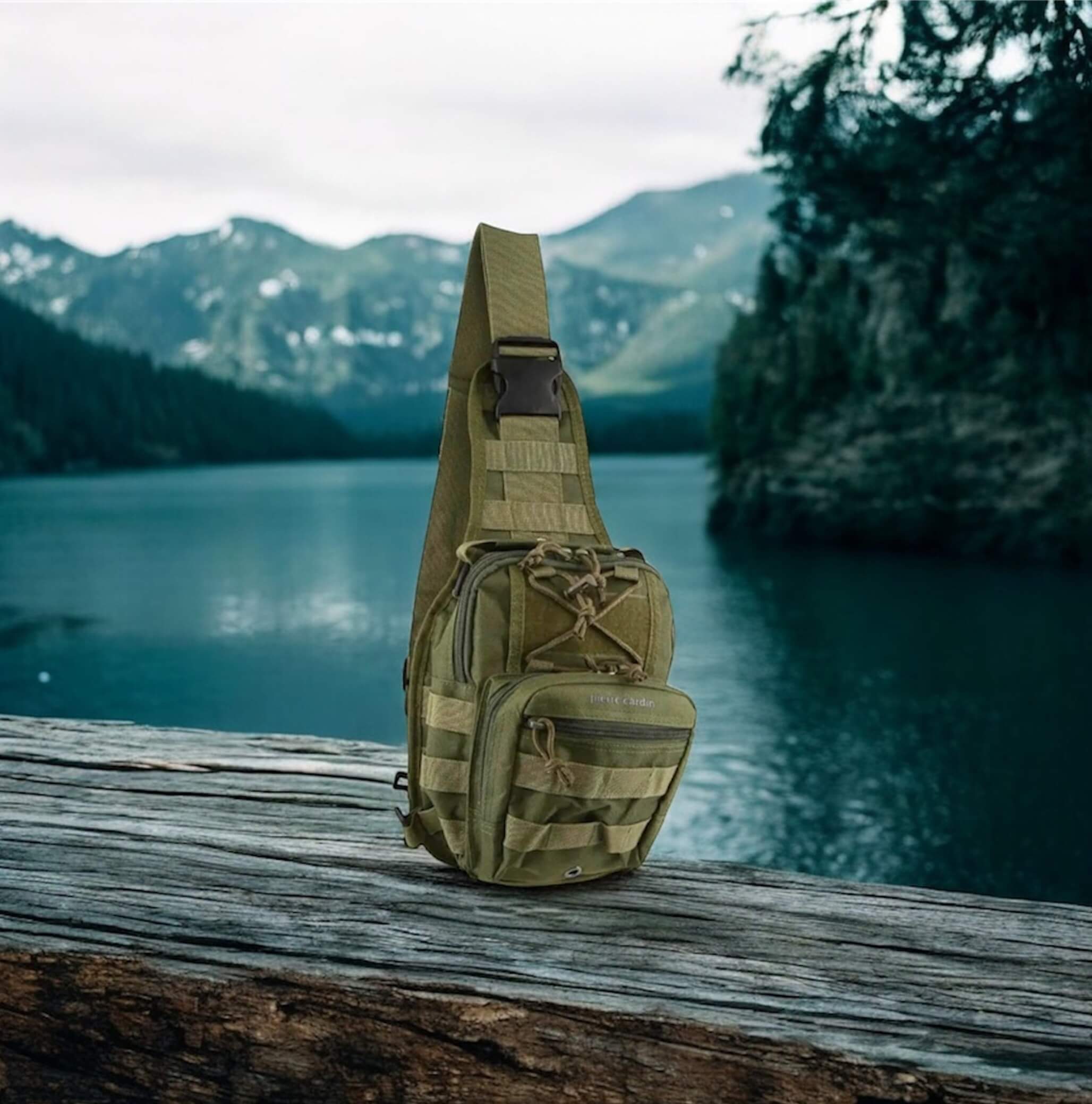 Pierre Cardin Crossbody Sling Bag Tactical Rucksack Bag in Green