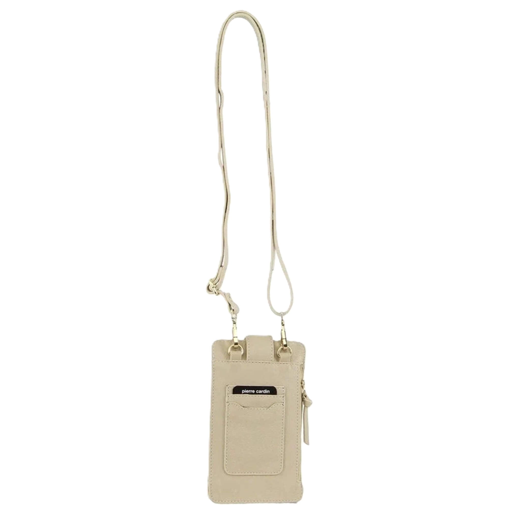 Pierre Cardin Compact Leather Phone Holder Bag in Cement