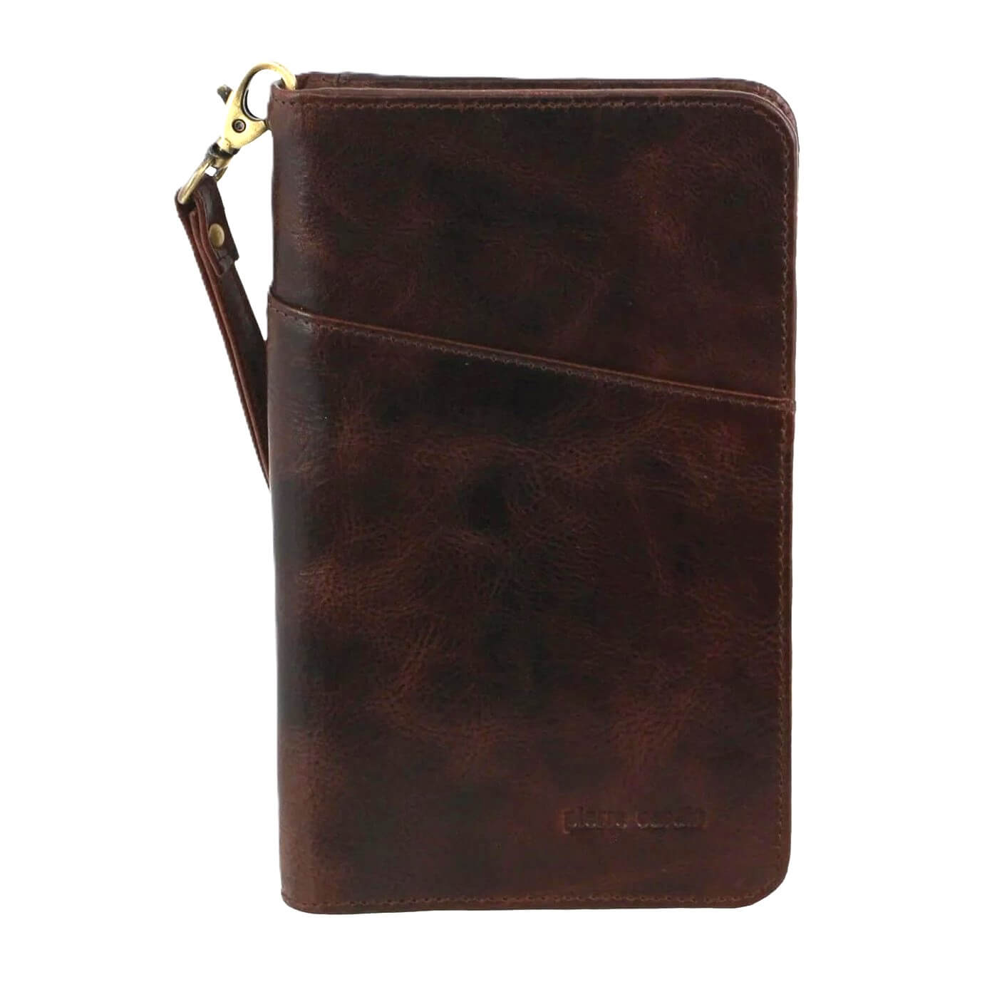 Pierre Cardin Genuine Italian Leather Passport Wallet in Chocolate