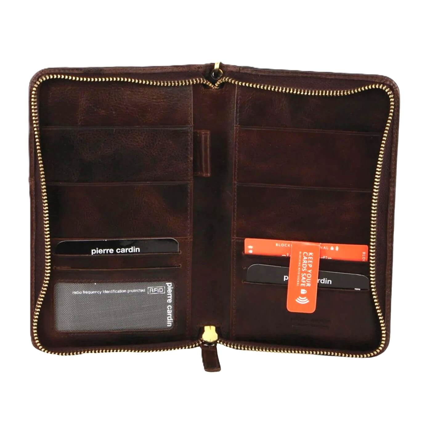 Pierre Cardin Genuine Italian Leather Passport Wallet in Chocolate