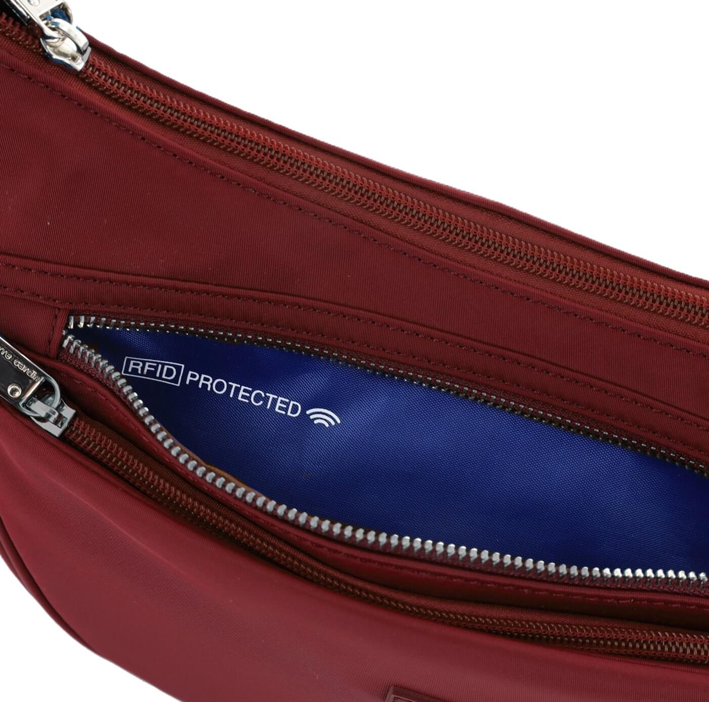 Pierre Cardin Ladies Nylon Anti-Theft-RFID Cross Body Bag in Wine