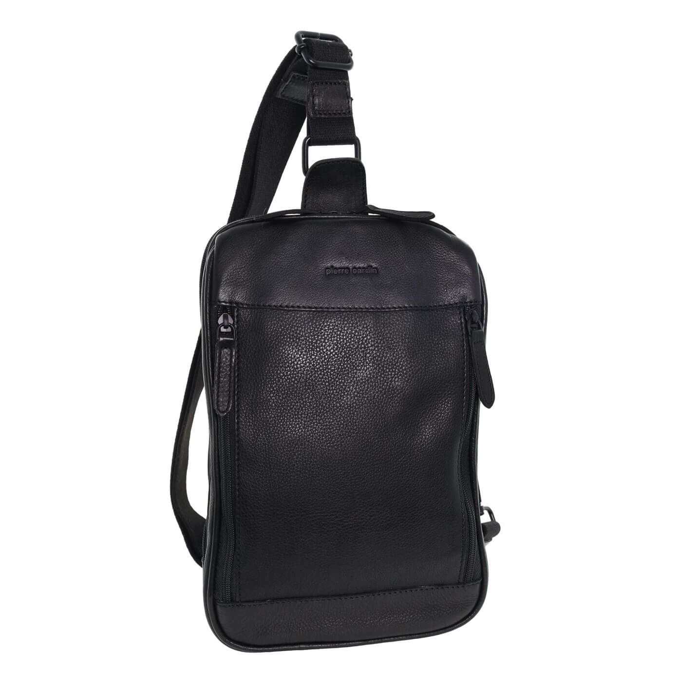 Pierre Cardin Men’s Leather Crossbody-Sling Bag in Black