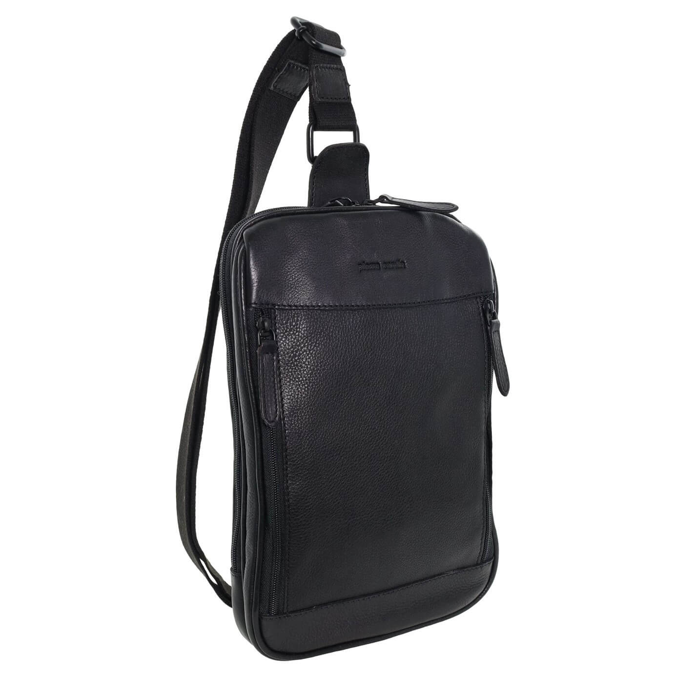 Pierre Cardin Men’s Leather Crossbody-Sling Bag in Black