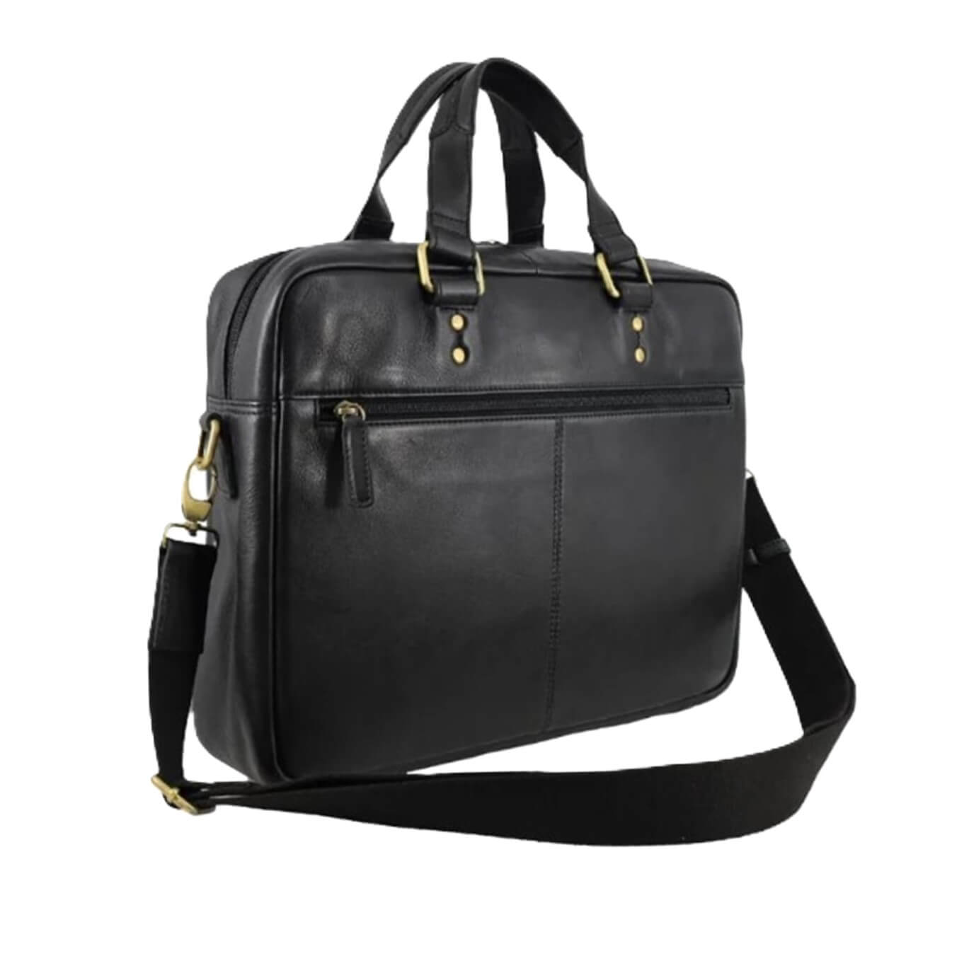 Pierre Cardin Mens Rustic Leather Business-Laptop Bag in Black