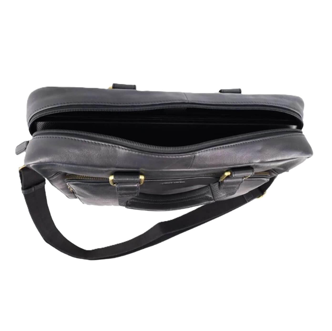 Pierre Cardin Mens Rustic Leather Business-Laptop Bag in Black