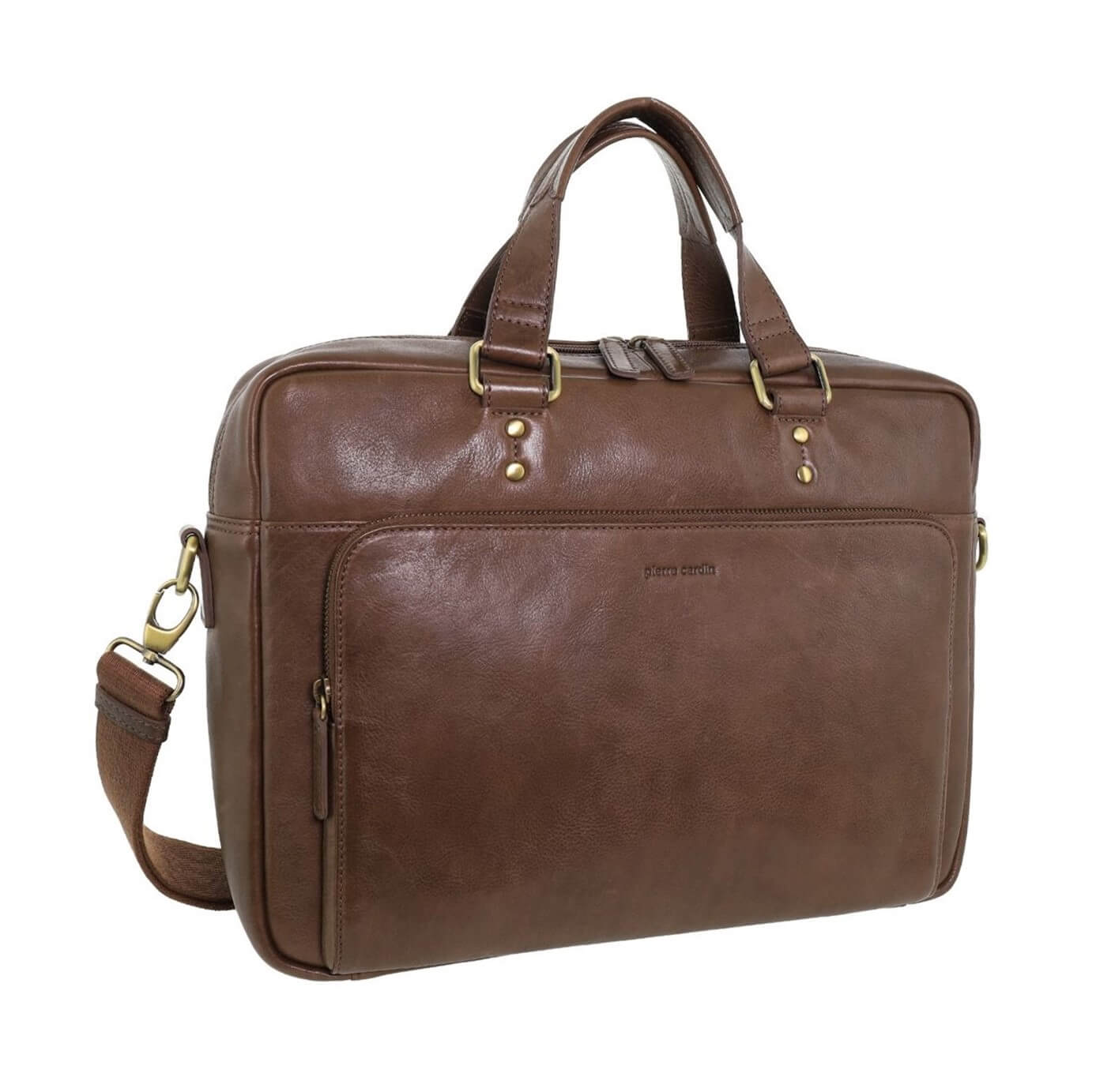 Pierre Cardin Men’s Rustic Leather Business-Laptop Bag in Oak