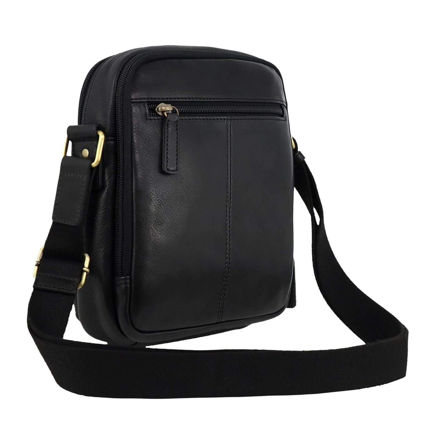 Pierre Cardin Men’s Leather Compact Crossbody Bag – Black