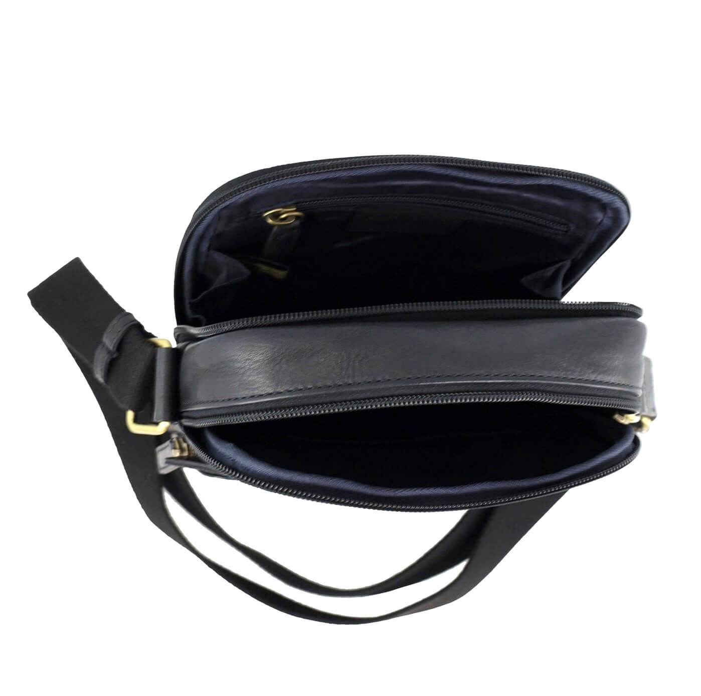 Pierre Cardin Men’s Leather Compact Crossbody Bag – Black