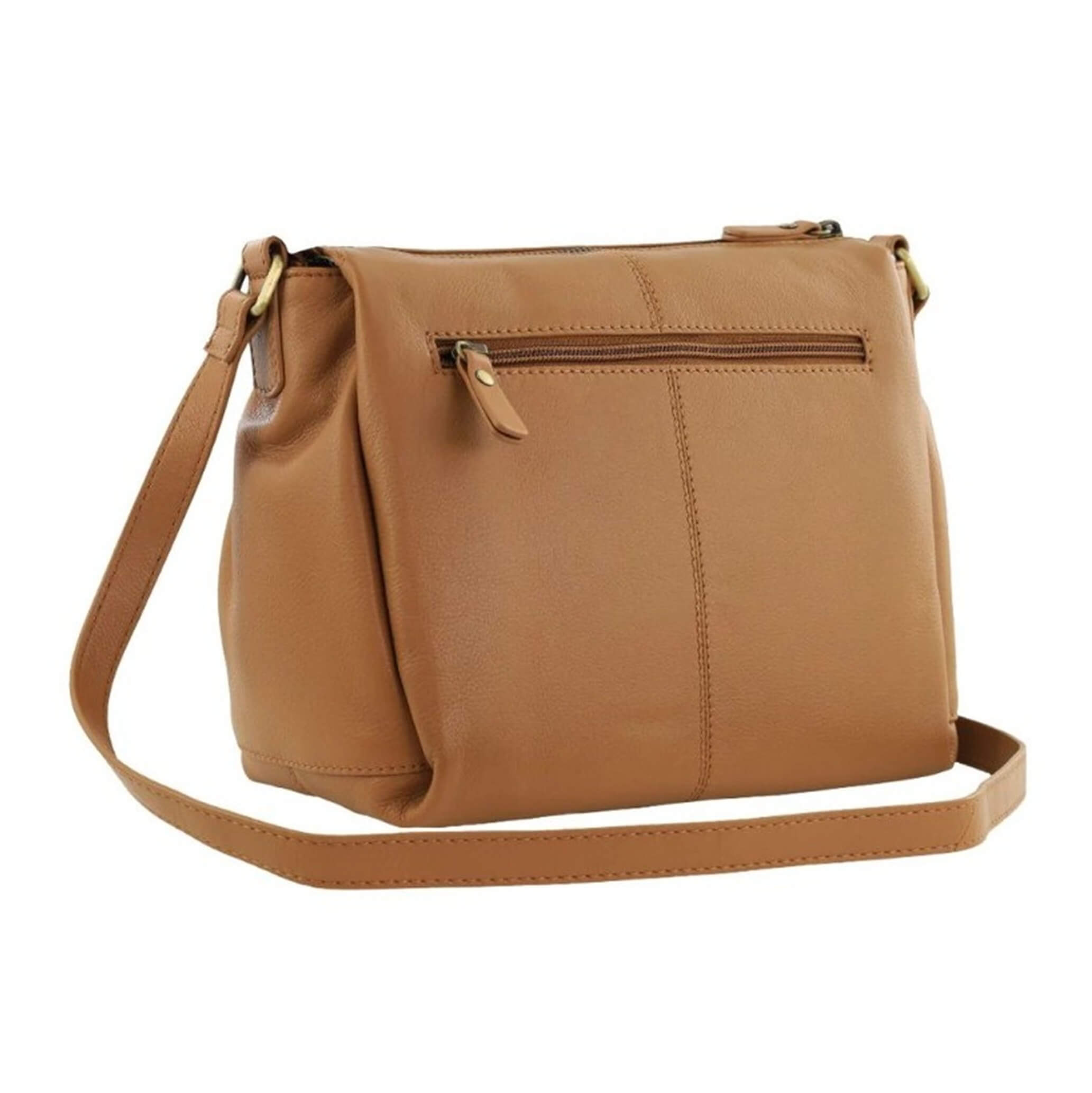 Pierre Cardin Ladies Leather Structured Crossbody Bag in Almond