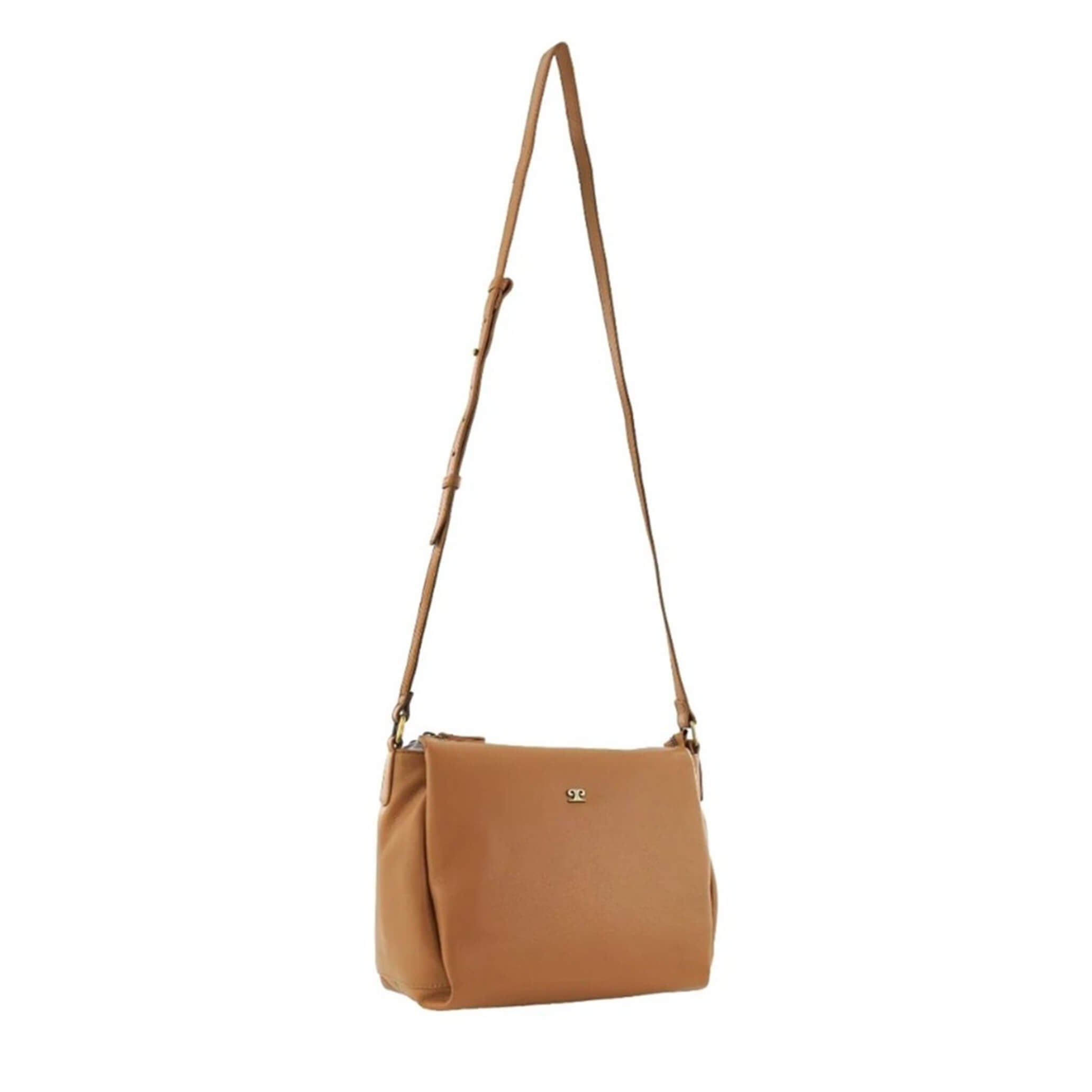 Pierre Cardin Ladies Leather Structured Crossbody Bag in Almond