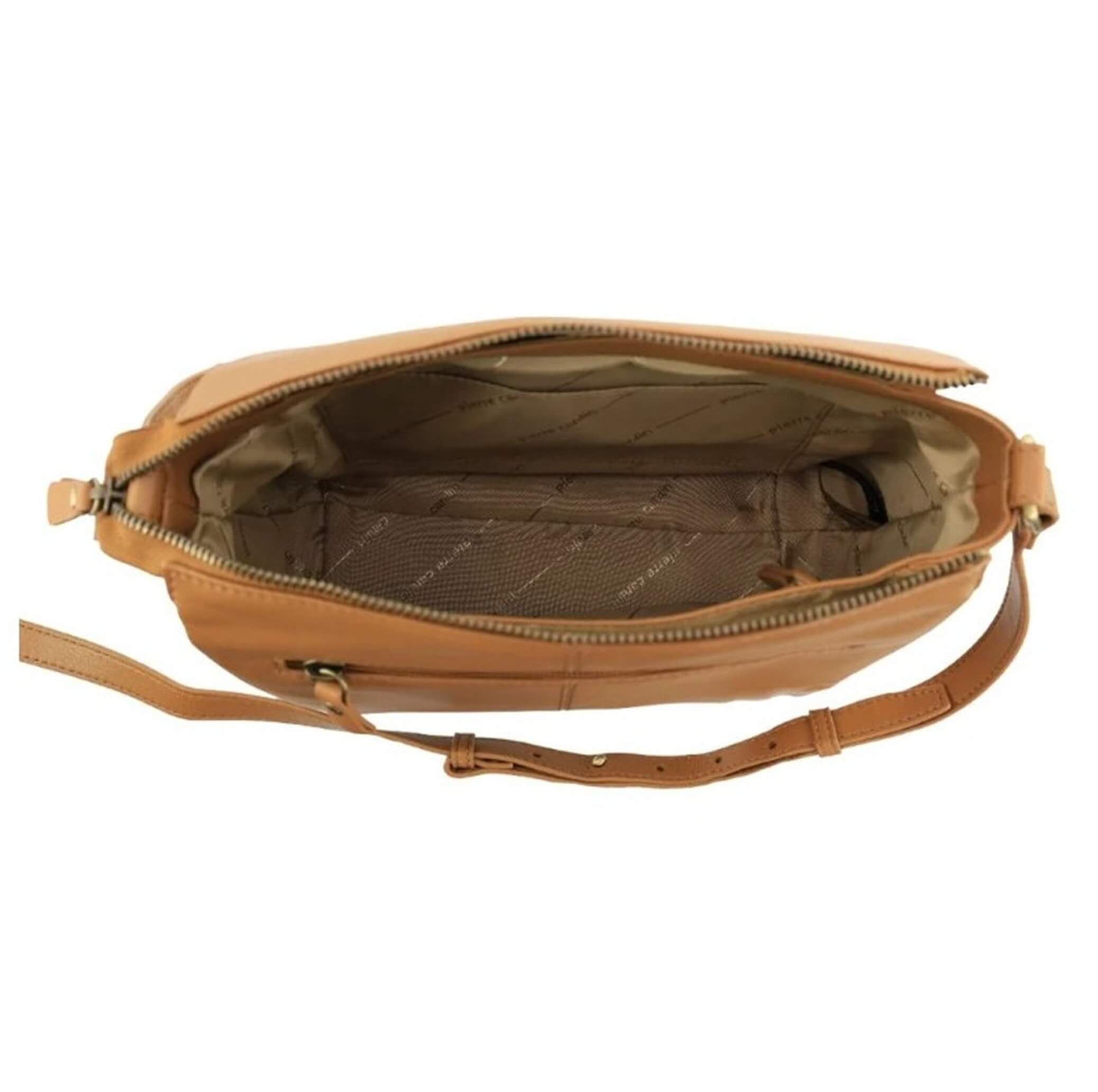 Pierre Cardin Ladies Leather Structured Crossbody Bag in Almond