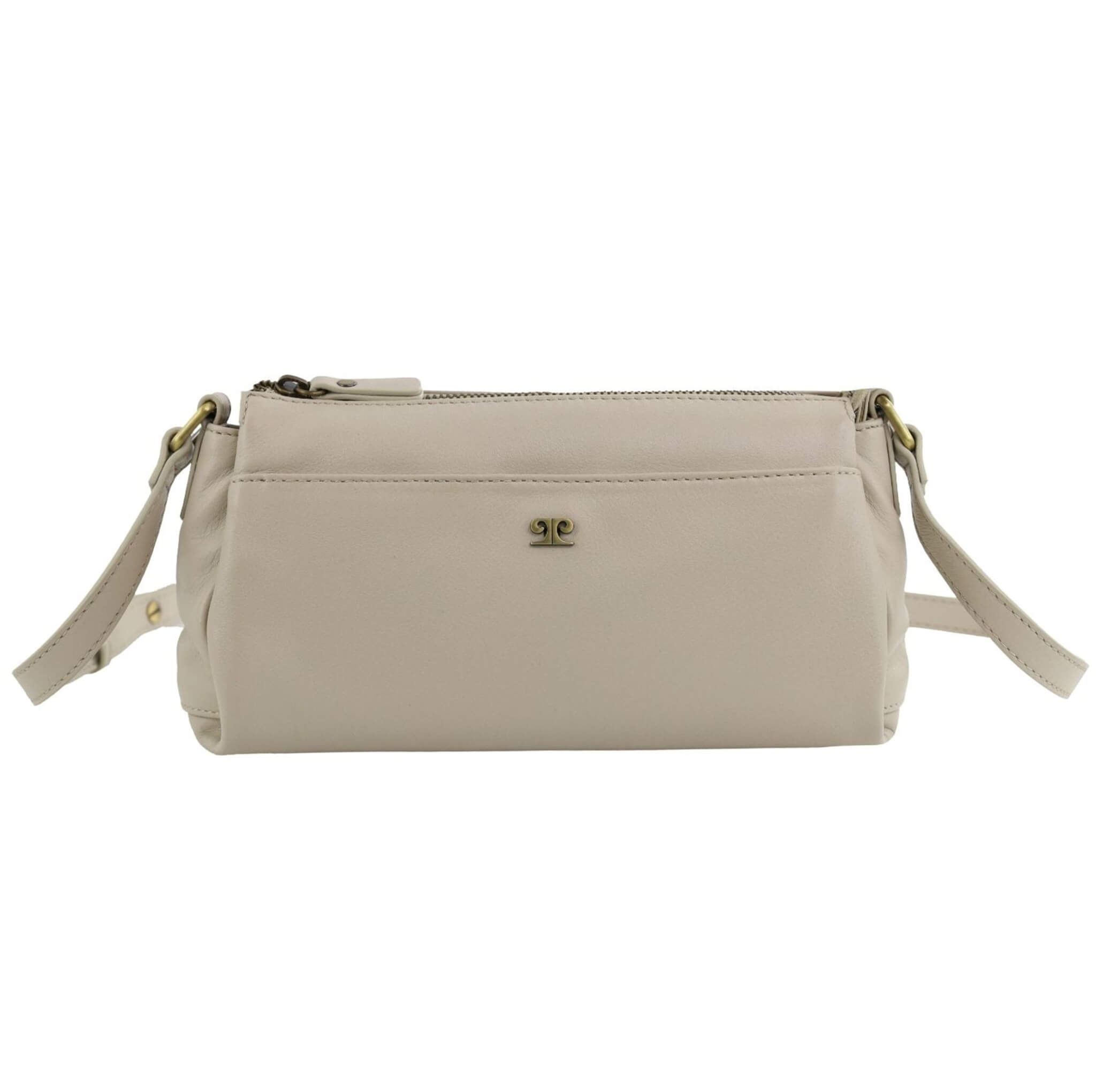 Pierre Cardin Ladies Leather Durable Crossbody Bag in Bone