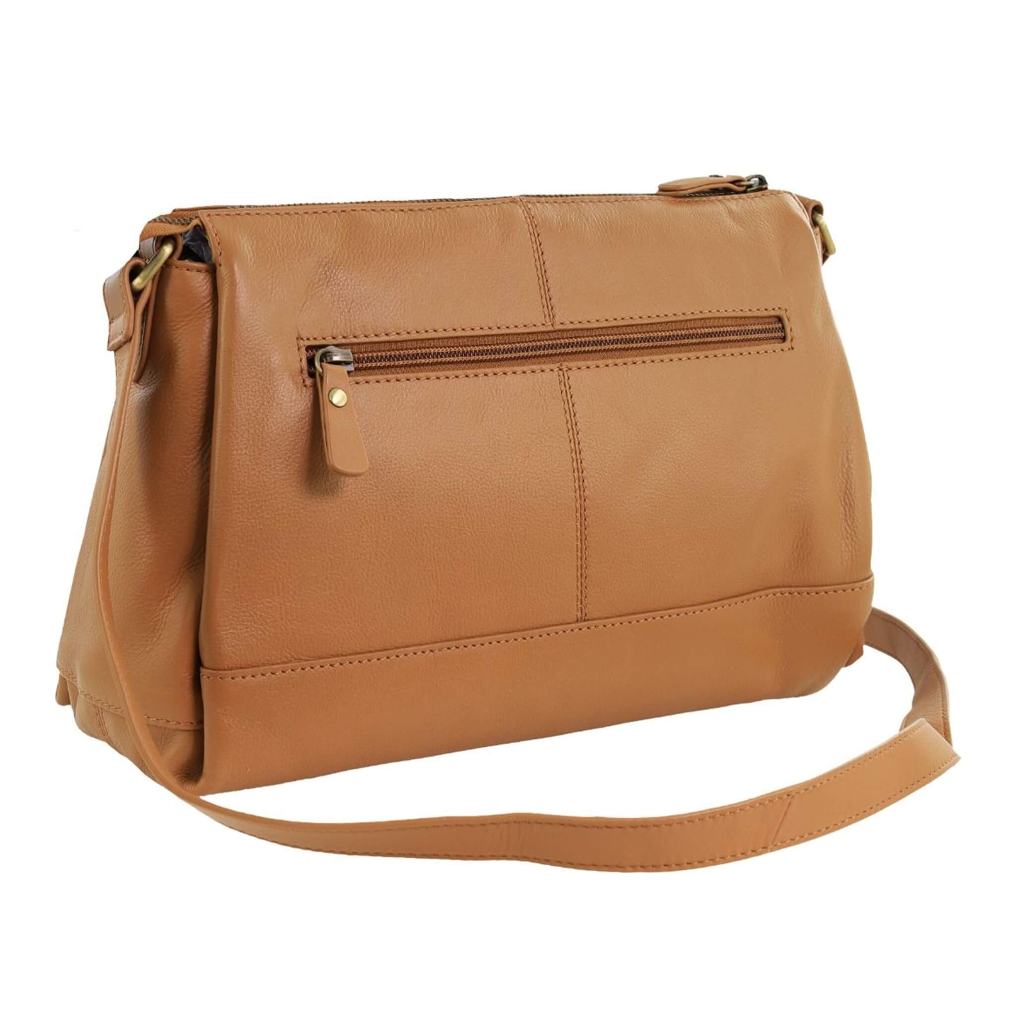 Pierre Cardin Ladies Leather Crescent Crossbody Bag in Almond