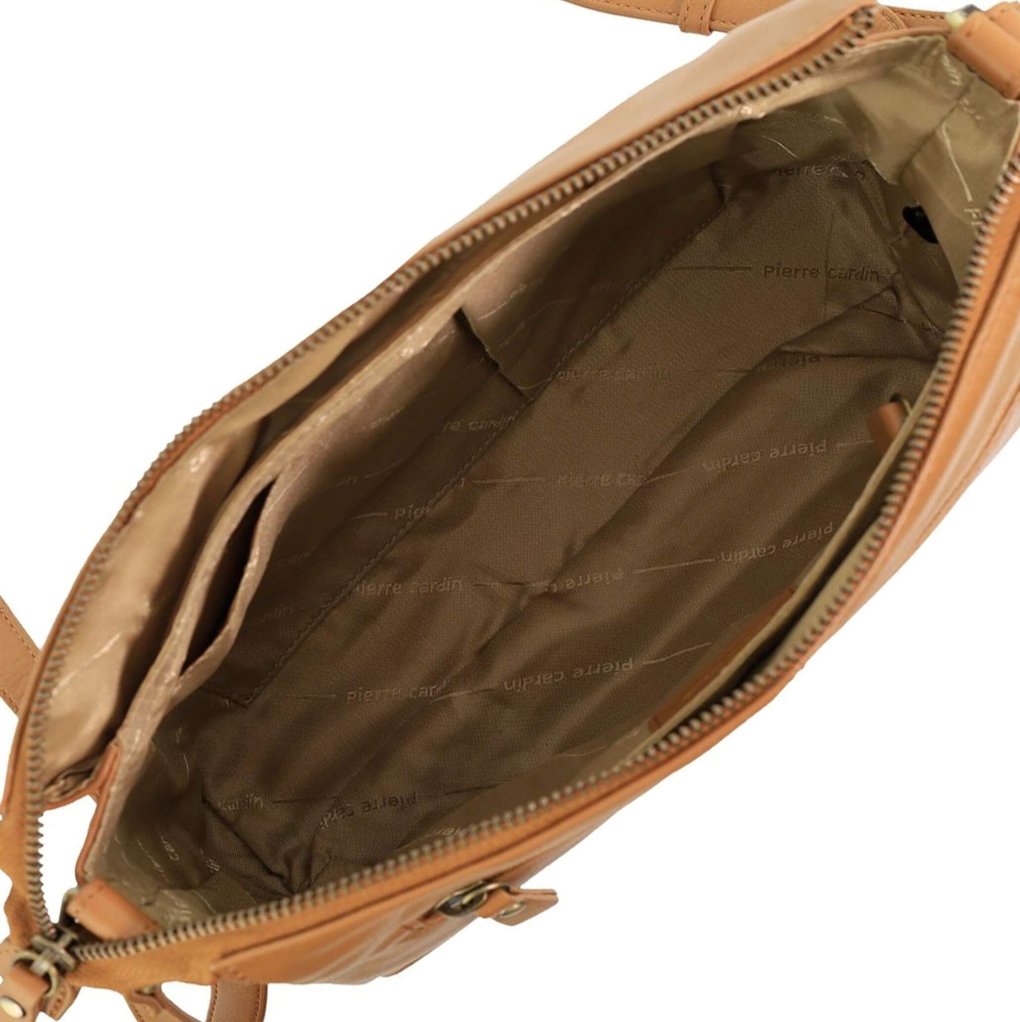 Pierre Cardin Ladies Leather Crescent Crossbody Bag in Almond