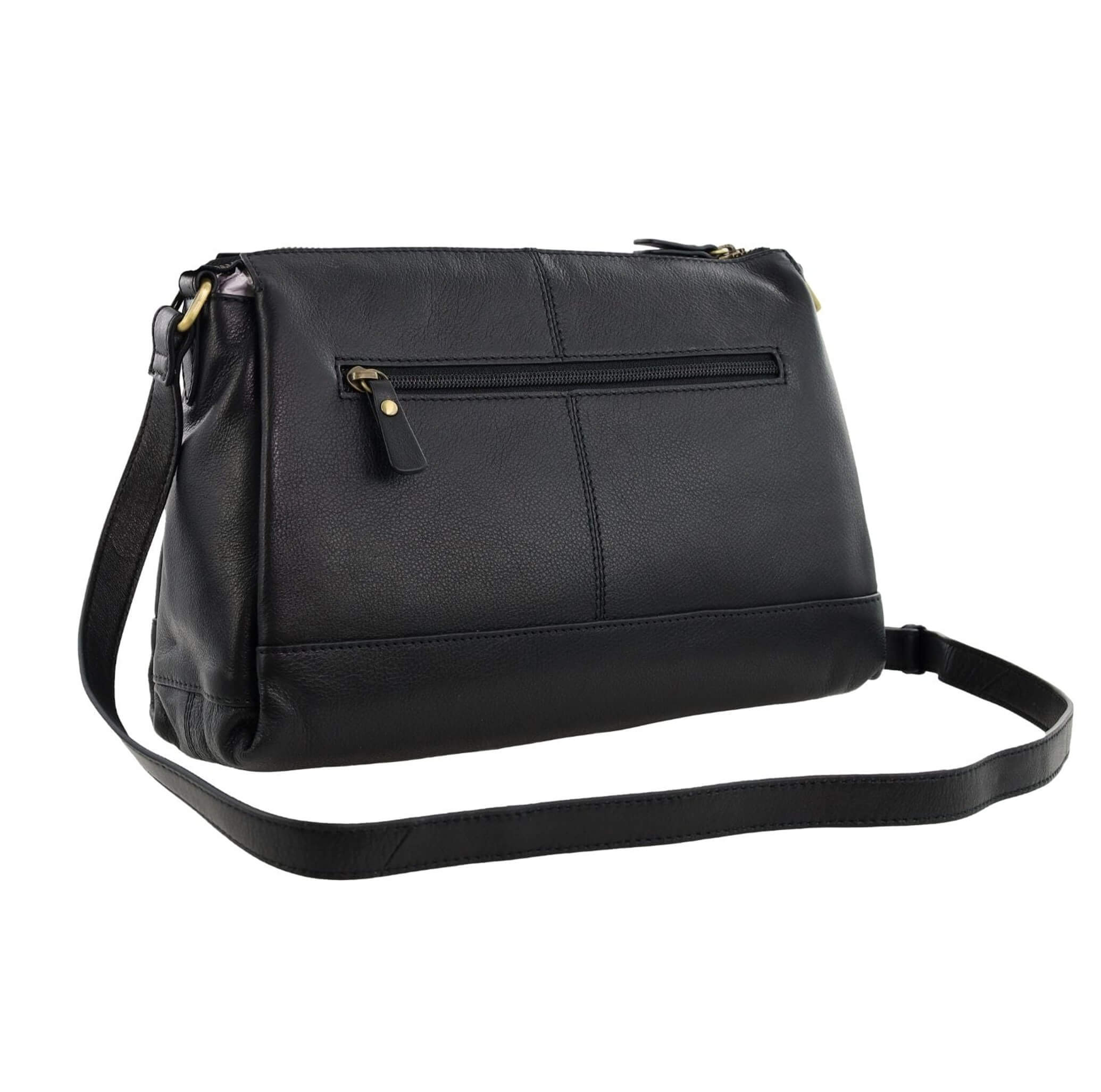 Pierre Cardin Ladies Leather Crescent Crossbody Bag in Black