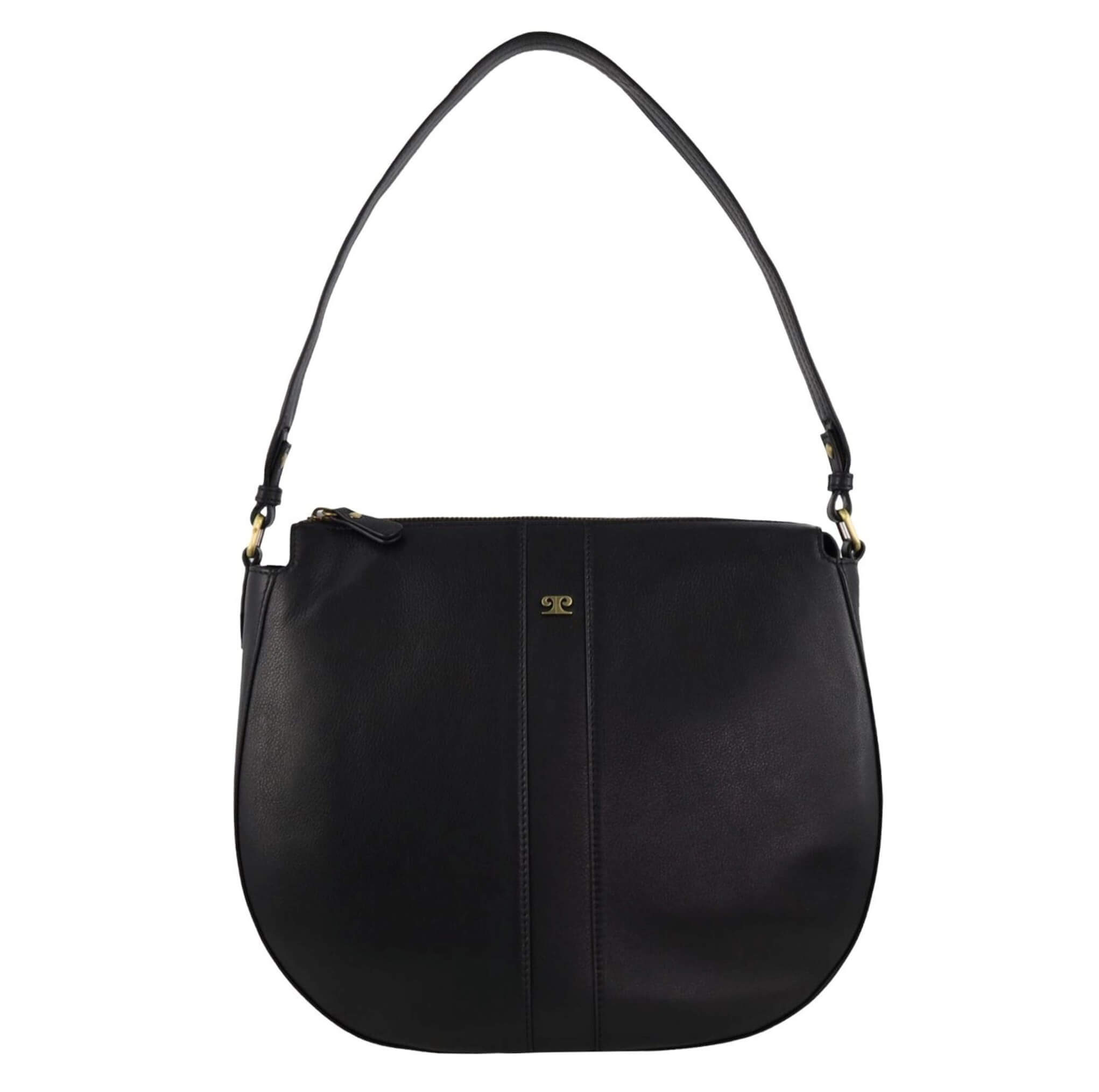Pierre Cardin Ladies Leather Classic Hobo Bag in Black
