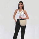 Pierre Cardin Ladies Leather Elegant Crossbody Bag in Bone