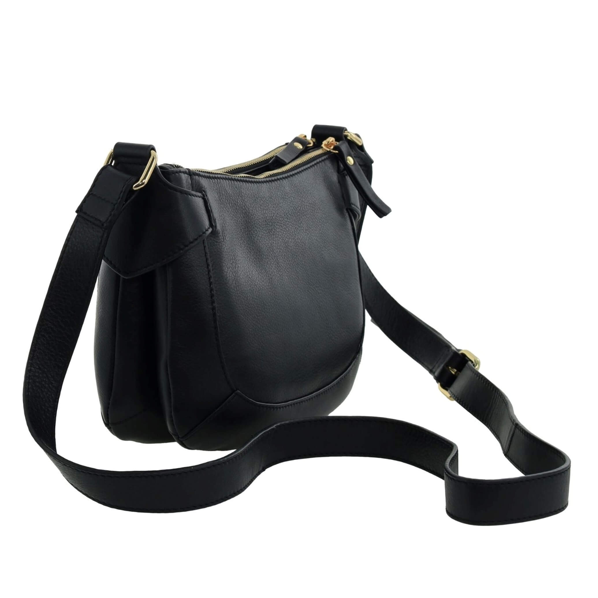 Pierre Cardin Ladies Leather Sleek Crossbody Bag in Black