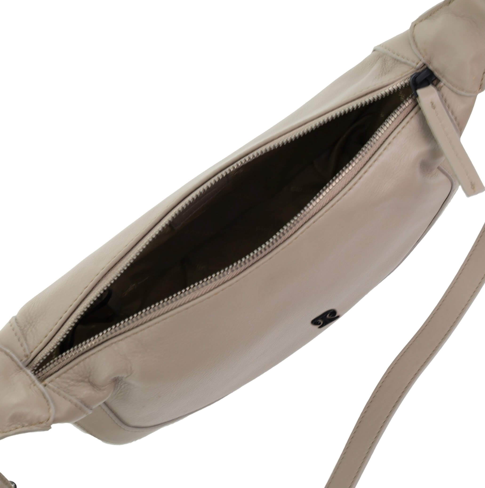 Pierre Cardin Ladies Leather Crescent Crossbody Bag in Taupe