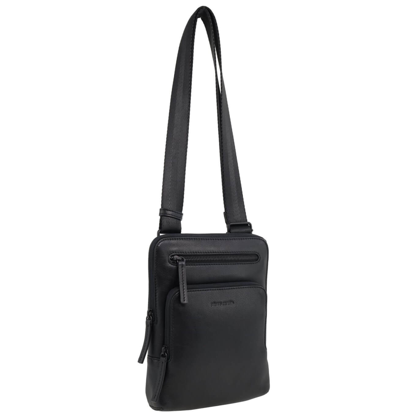 Pierre Cardin Men’s Leather Casual Crossbody Bag in Black