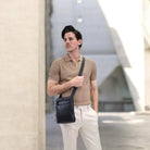 Pierre Cardin Men’s Leather Casual Crossbody Bag in Black