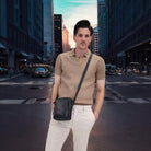 Pierre Cardin Men’s Genuine Leather Classic Crossbody Bag in Black