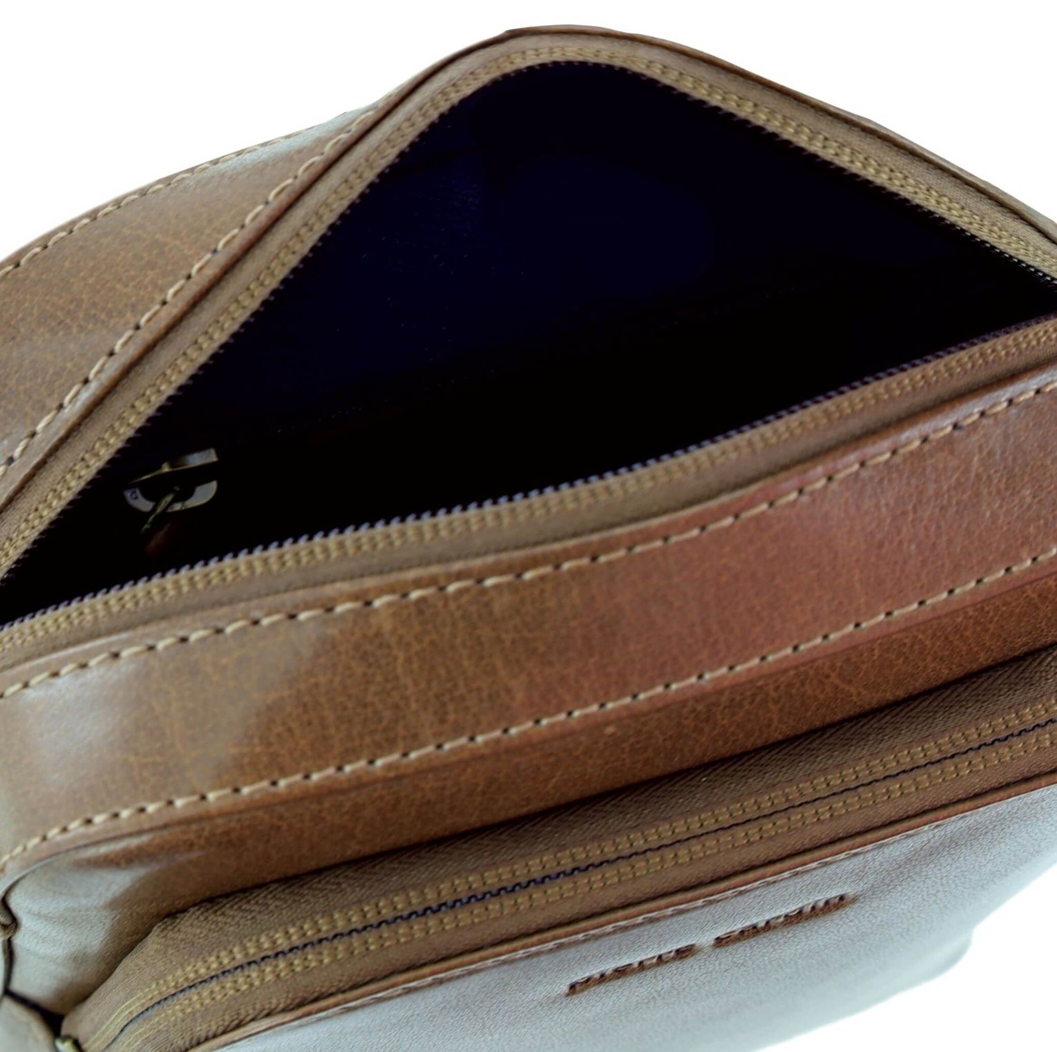 Pierre Cardin Mens Genuine Leather Classic Crossbody Bag in Oak