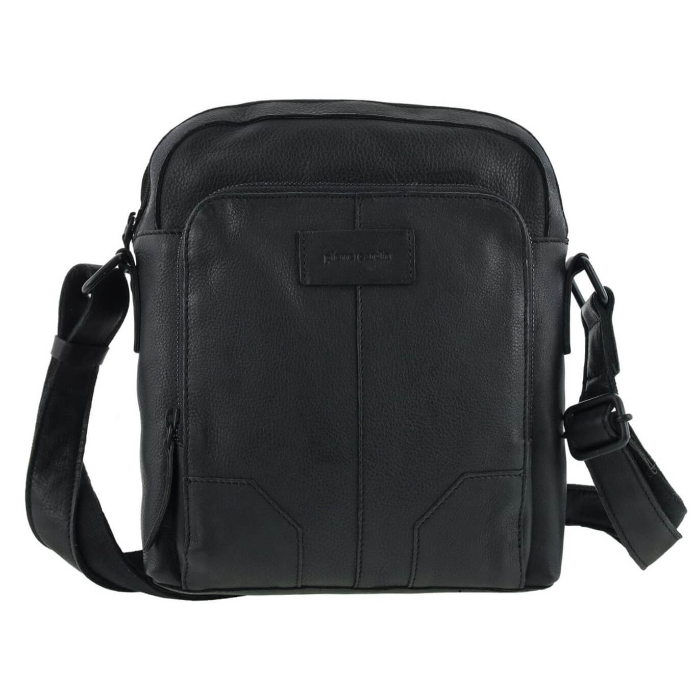 Pierre Cardin Men’s Rustic Leather Crossbody Bag in Black