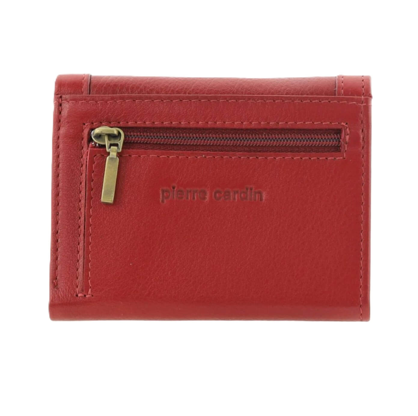 Pierre Cardin Ladies Leather Tri-fold Wallet in Red