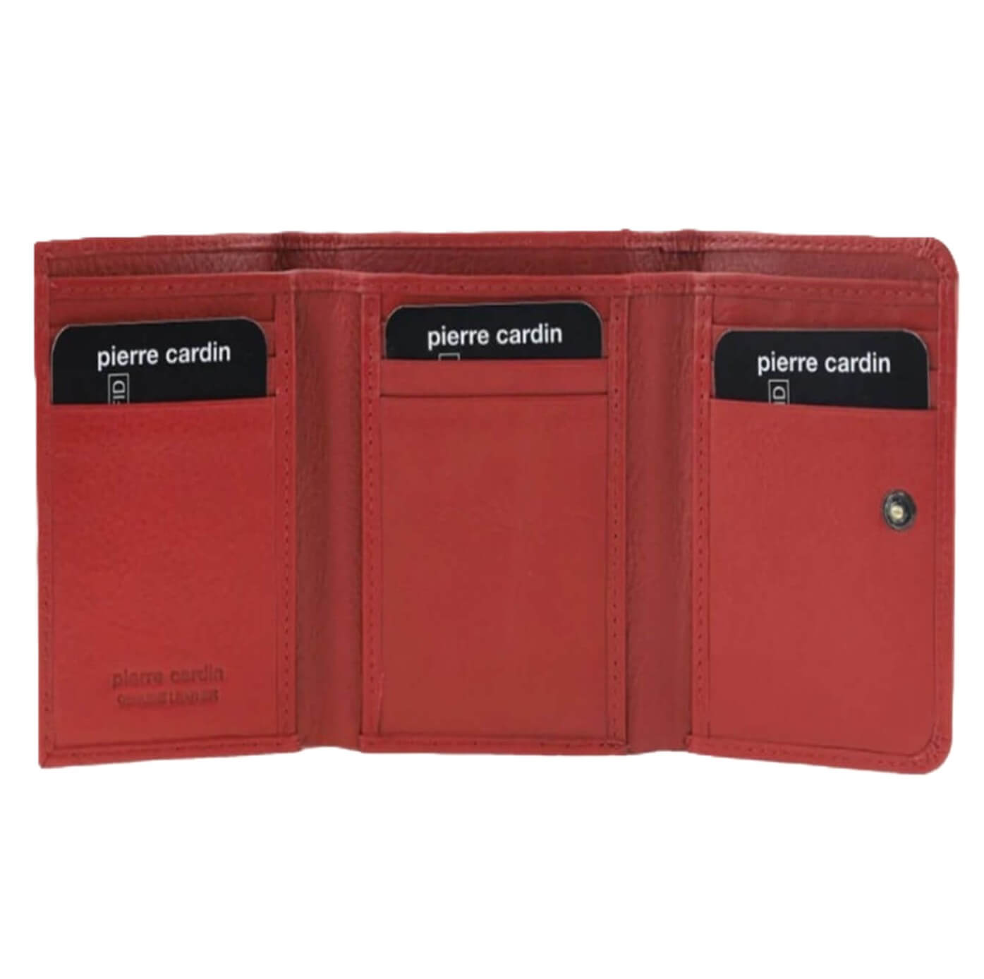 Pierre Cardin Ladies Leather Tri-fold Wallet in Red
