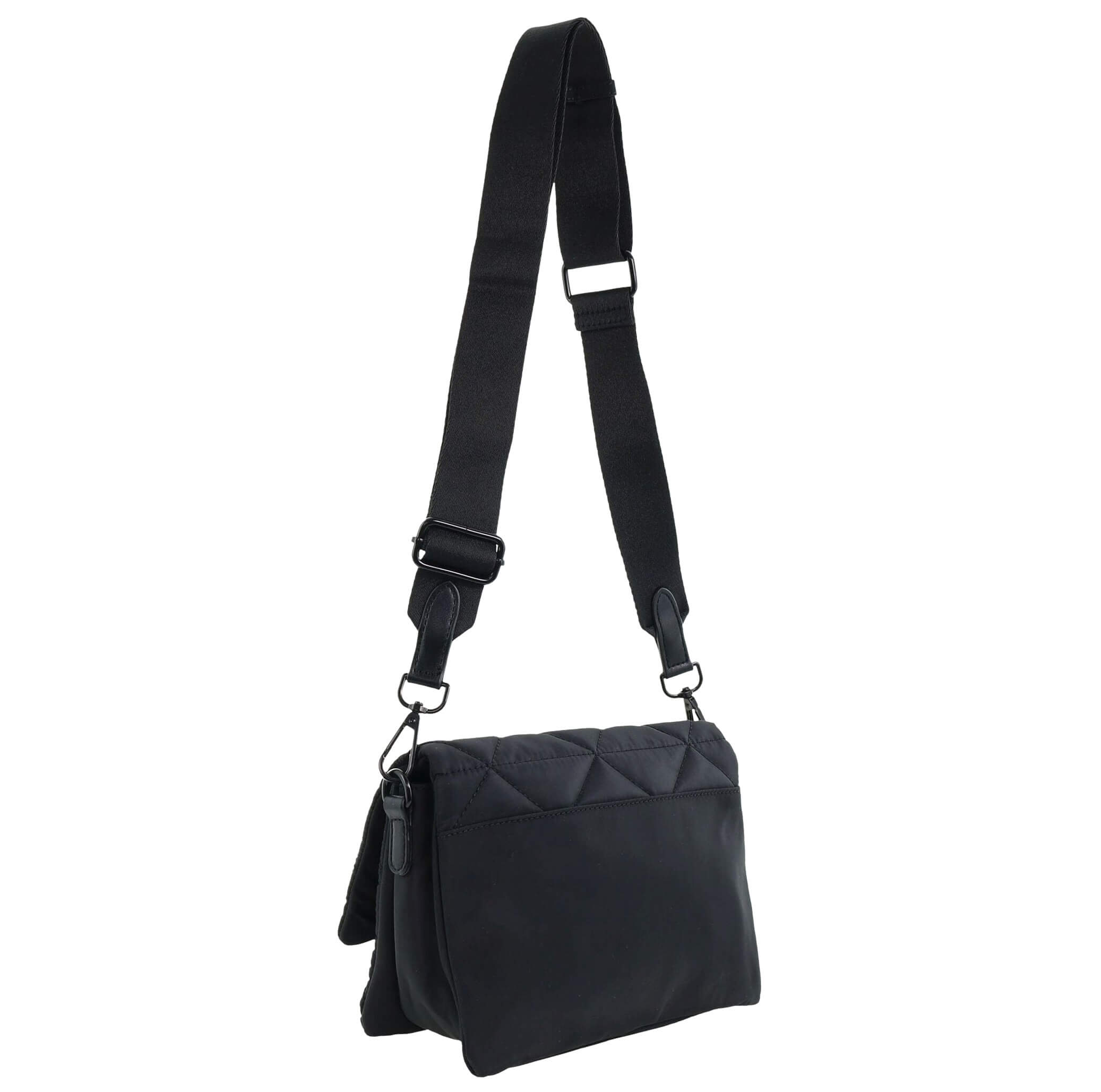 Pierre Cardin Ladies Nylon Quilted Crossbody Bag in Black