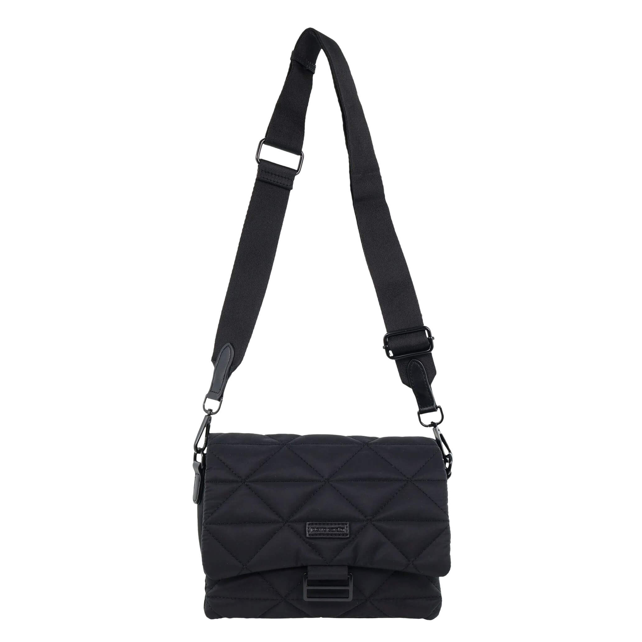 Pierre Cardin Ladies Nylon Quilted Crossbody Bag in Black