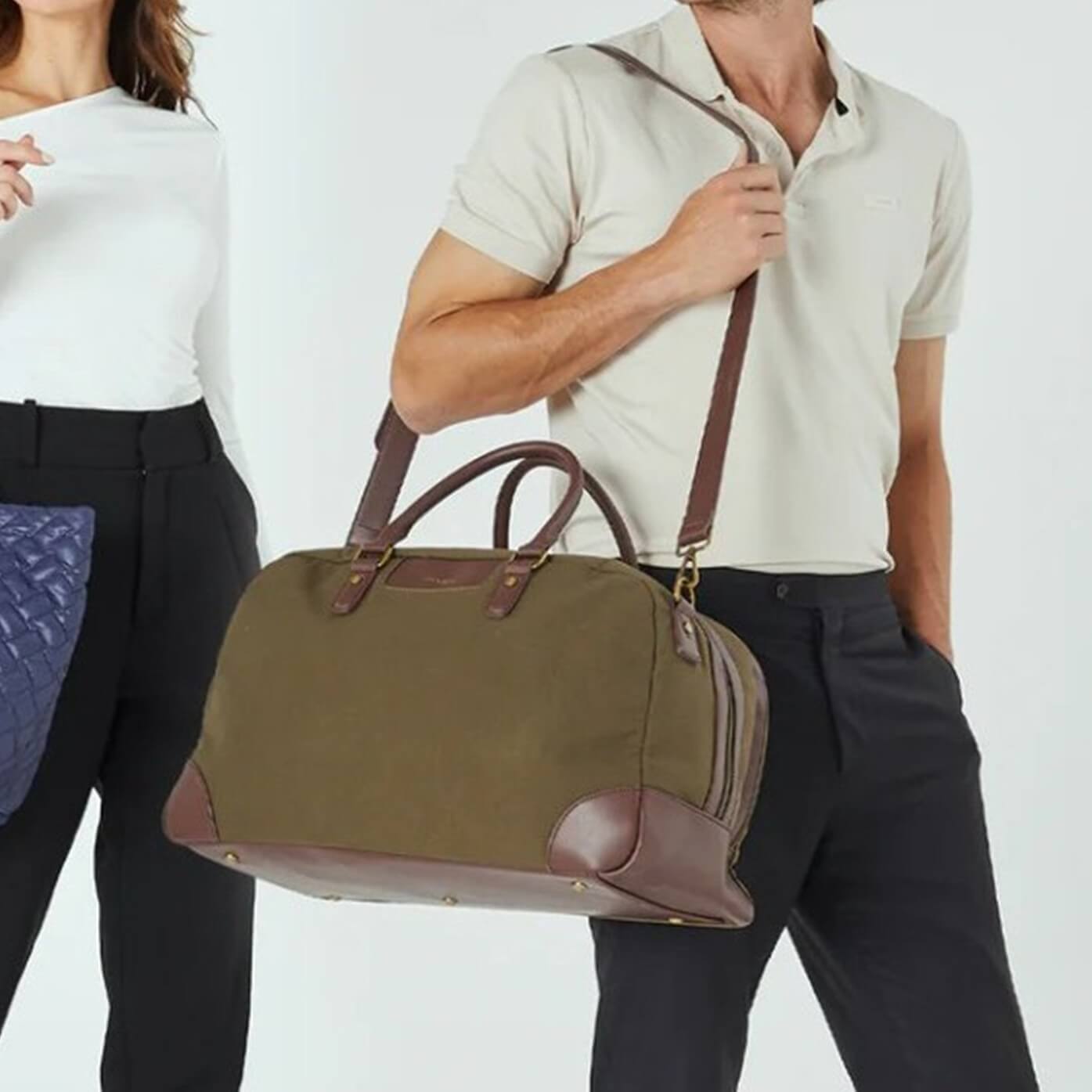 Pierre Cardin Nomad Canvas Overnight Bag in Brown