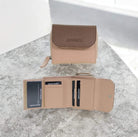 Pierre Cardin Ladies Tri-fold Tab Leather Wallet in Blush/Taupe