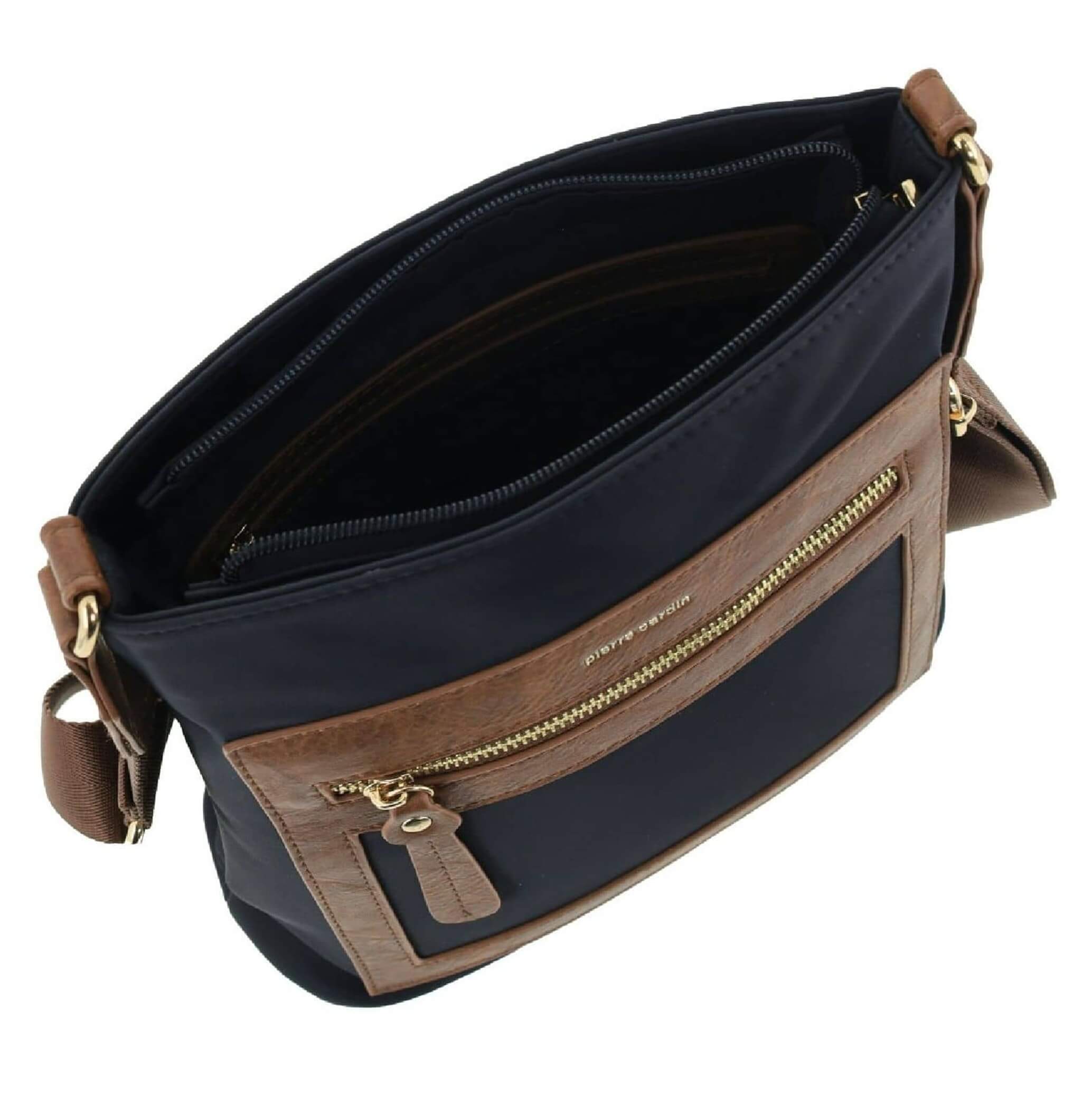 Pierre Cardin RFID Nylon Crossbody Bag In Black