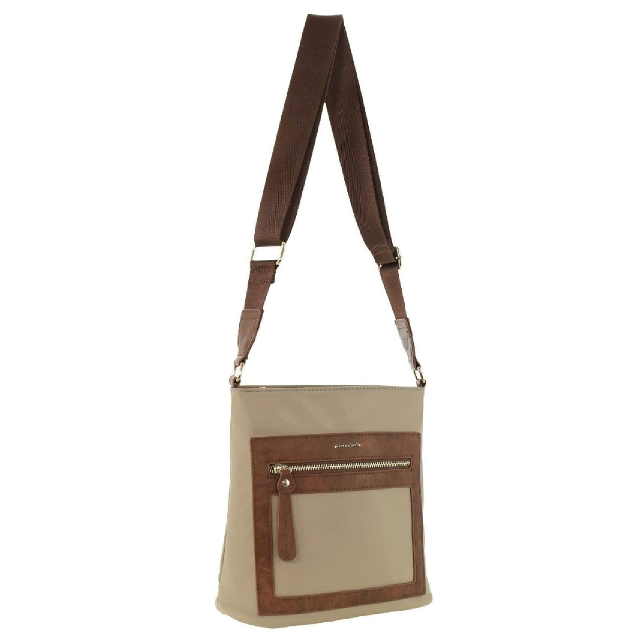 Pierre Cardin RFID Nylon Crossbody Bag In Camel