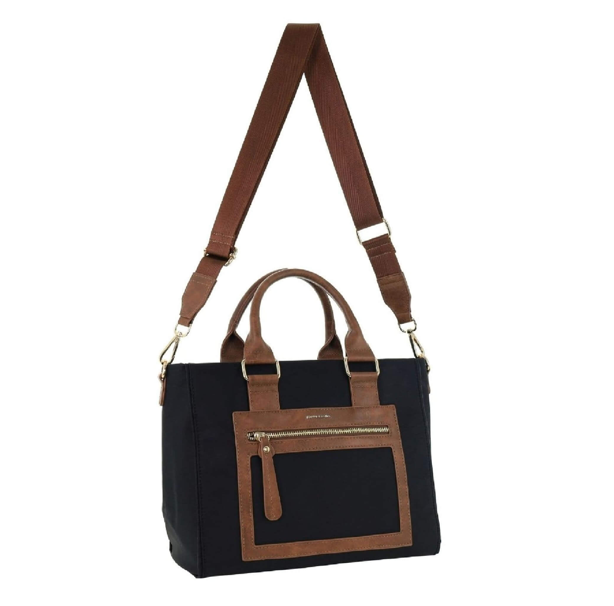 Pierre Cardin Nylon RFID Lightweight Mini Tote/Crossbody Bag In Black