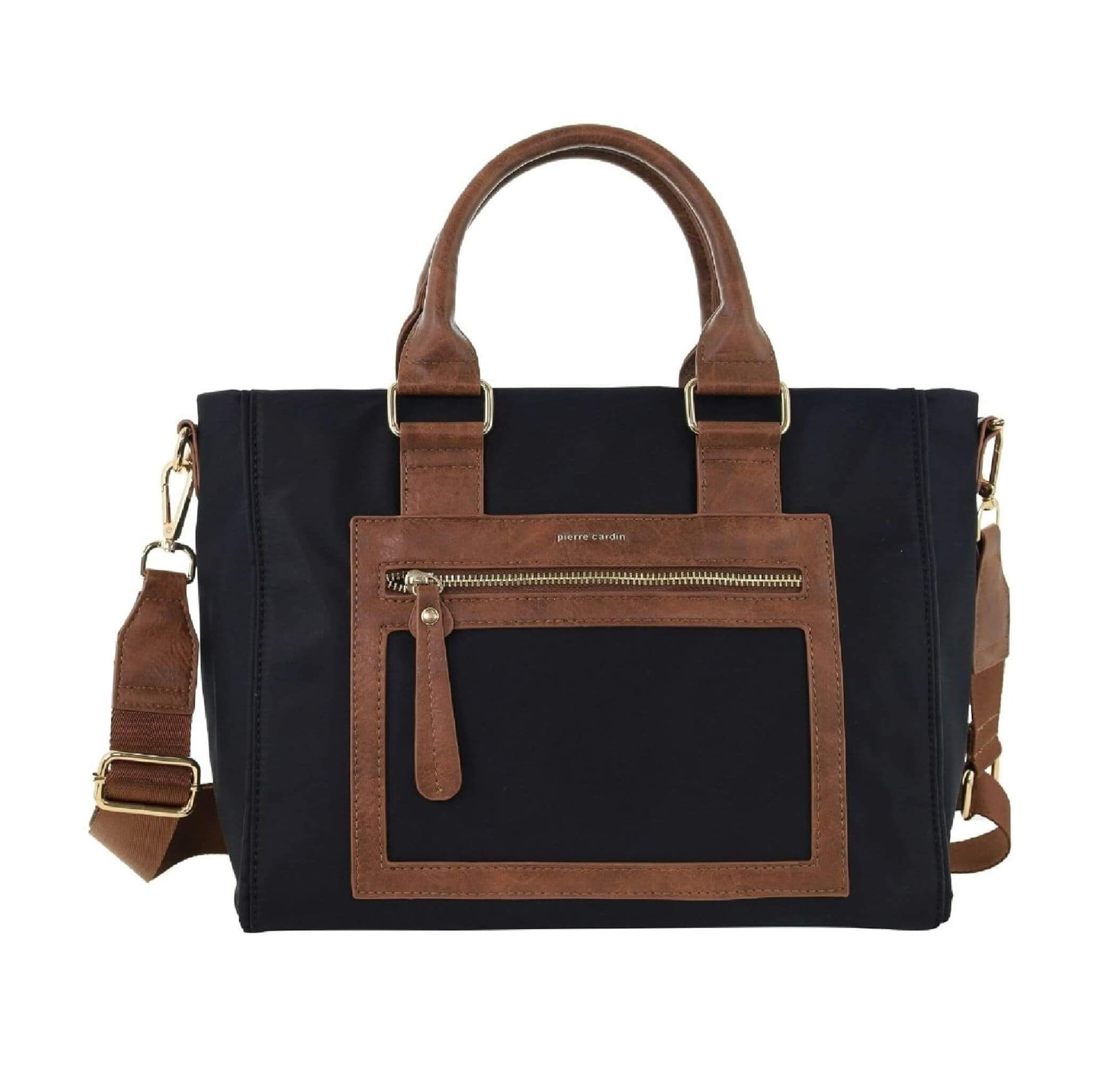 Pierre Cardin Nylon RFID Lightweight Mini Tote/Crossbody Bag In Black