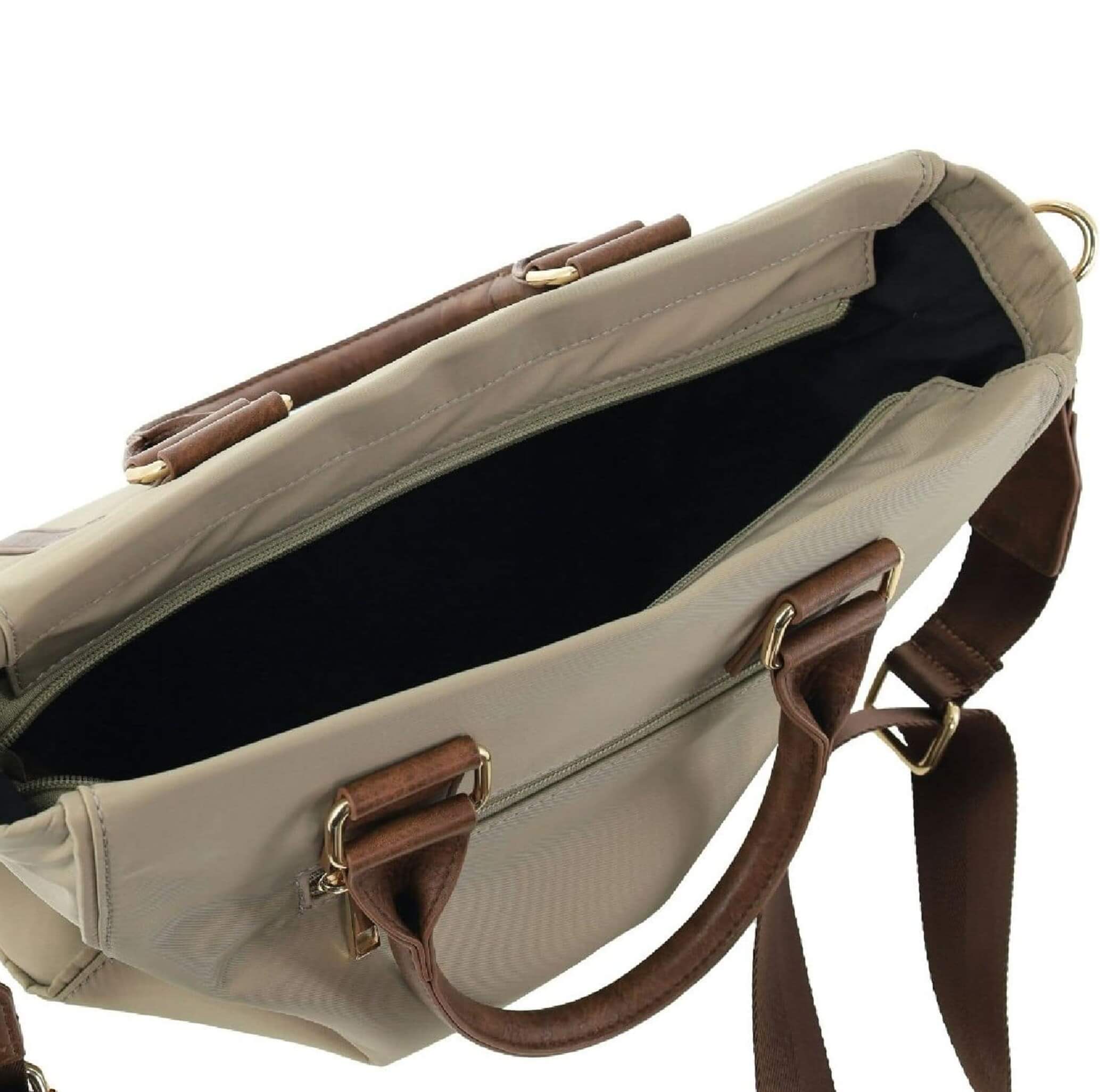 Pierre Cardin Nylon RFID Lightweight Mini Tote/Crossbody Bag In Camel