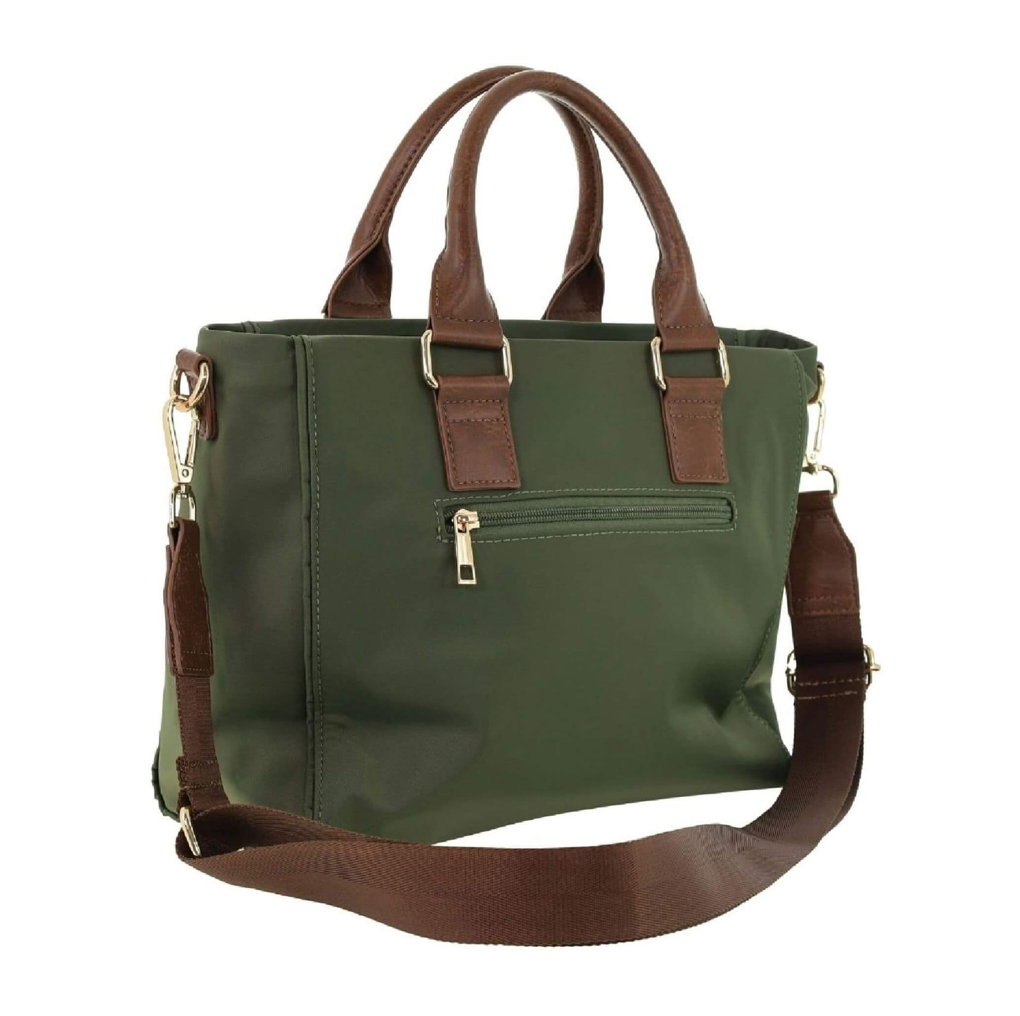 Pierre Cardin Nylon RFID Lightweight Tote/Crossbody Bag In Olive