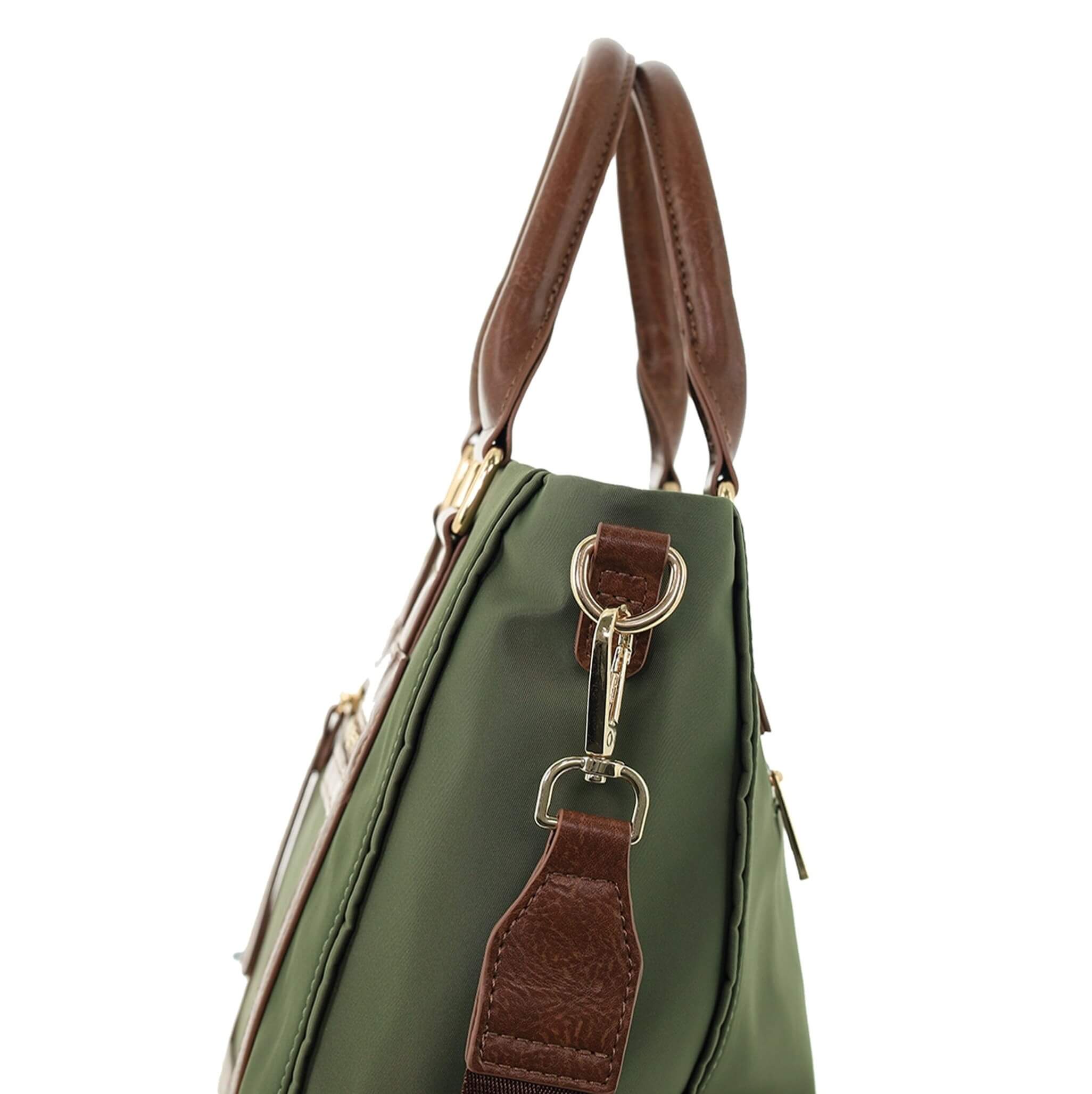 Pierre Cardin Nylon RFID Lightweight Tote/Crossbody Bag In Olive