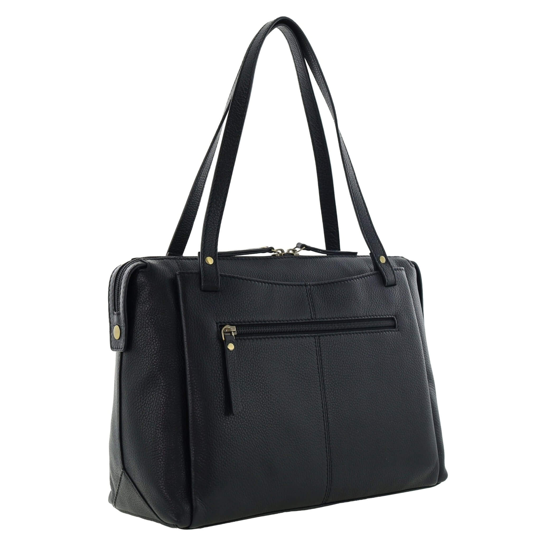 Pierre Cardin Italian Leather Ladies Tote Bag In Black