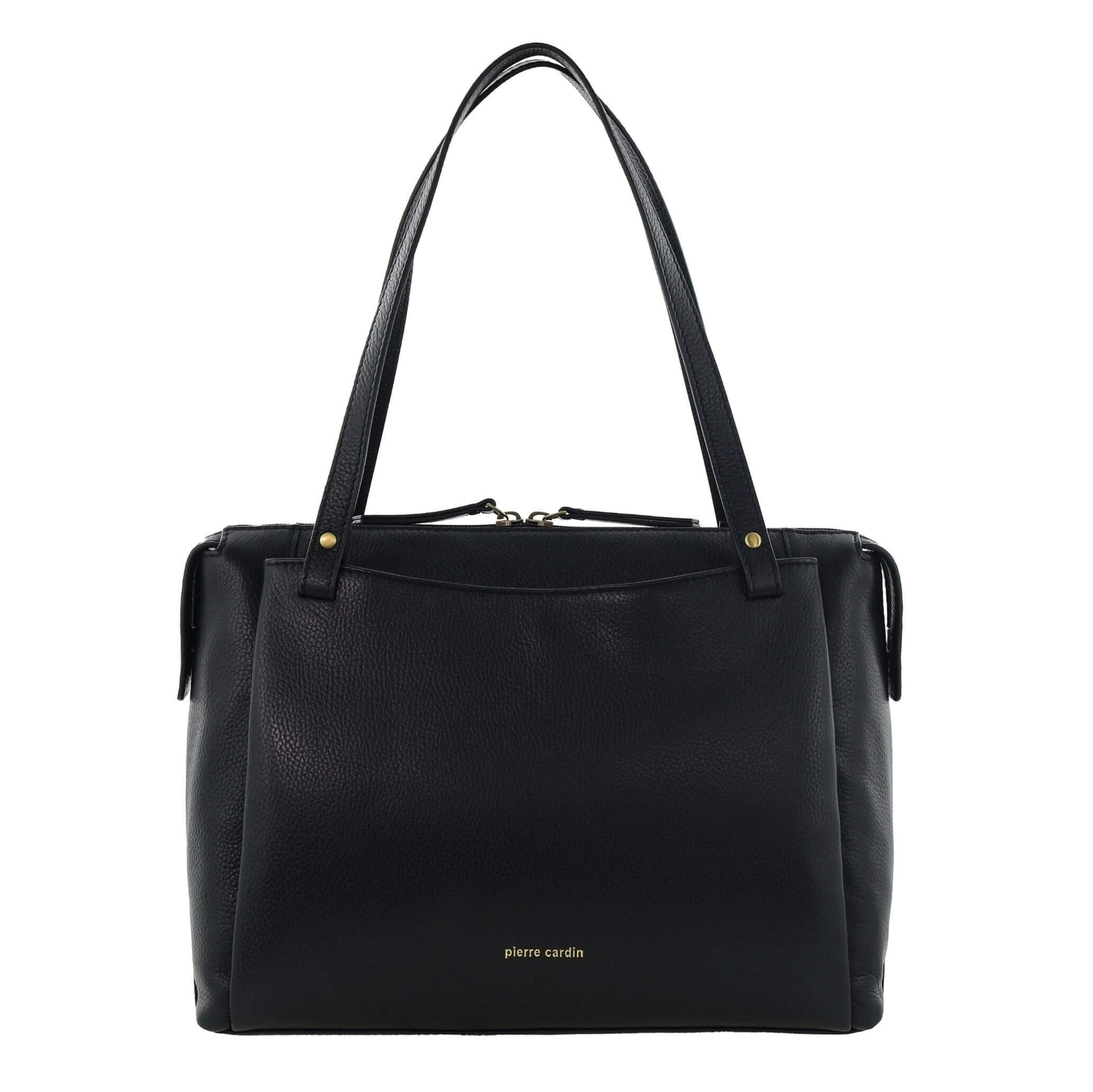 Pierre Cardin Italian Leather Ladies Tote Bag In Black