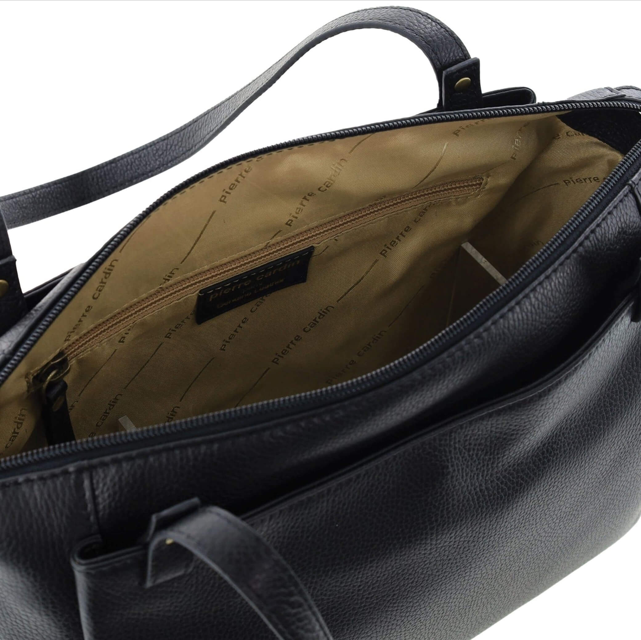 Pierre Cardin Italian Leather Ladies Tote Bag In Black