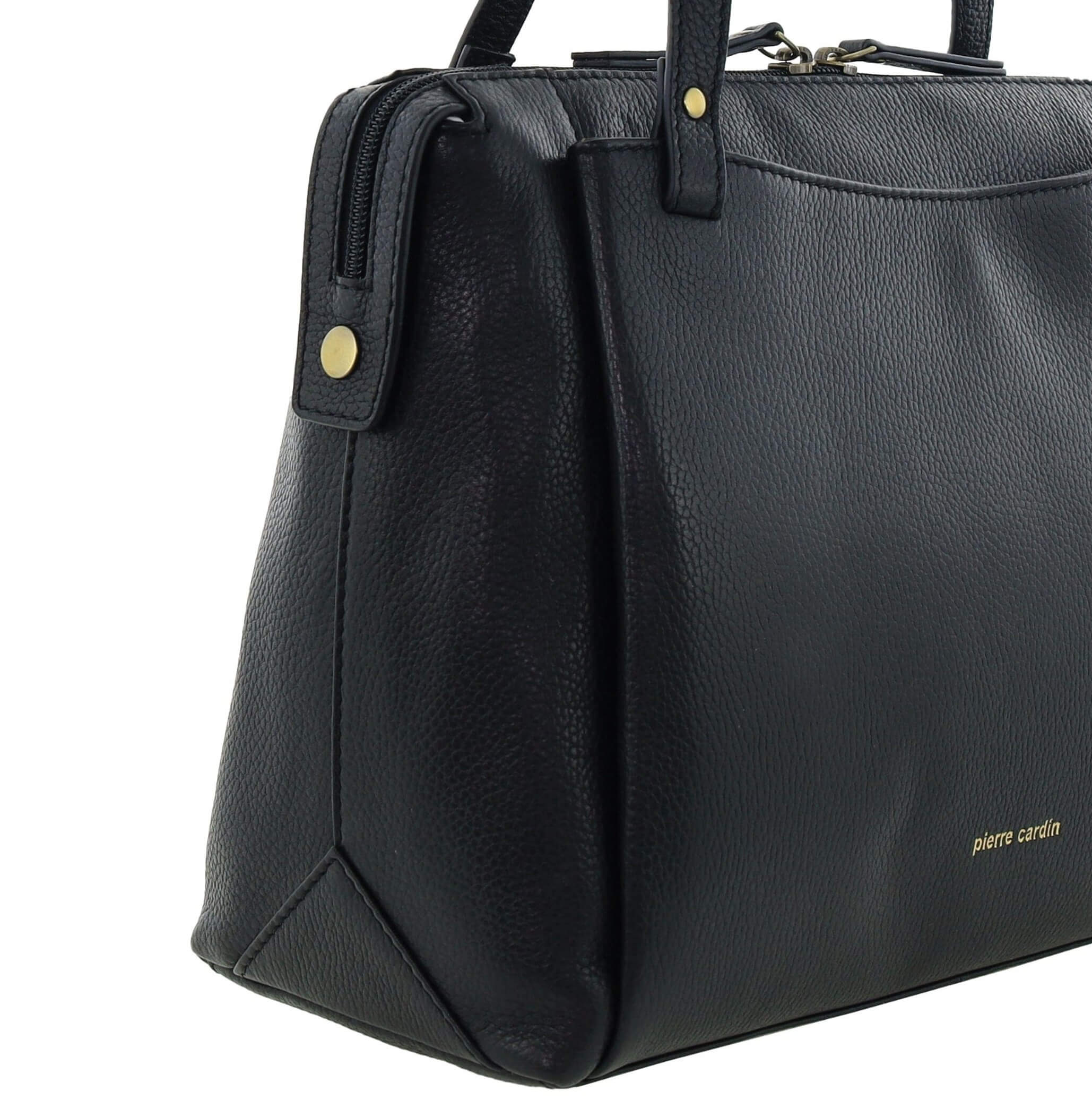 Pierre Cardin Italian Leather Ladies Tote Bag In Black