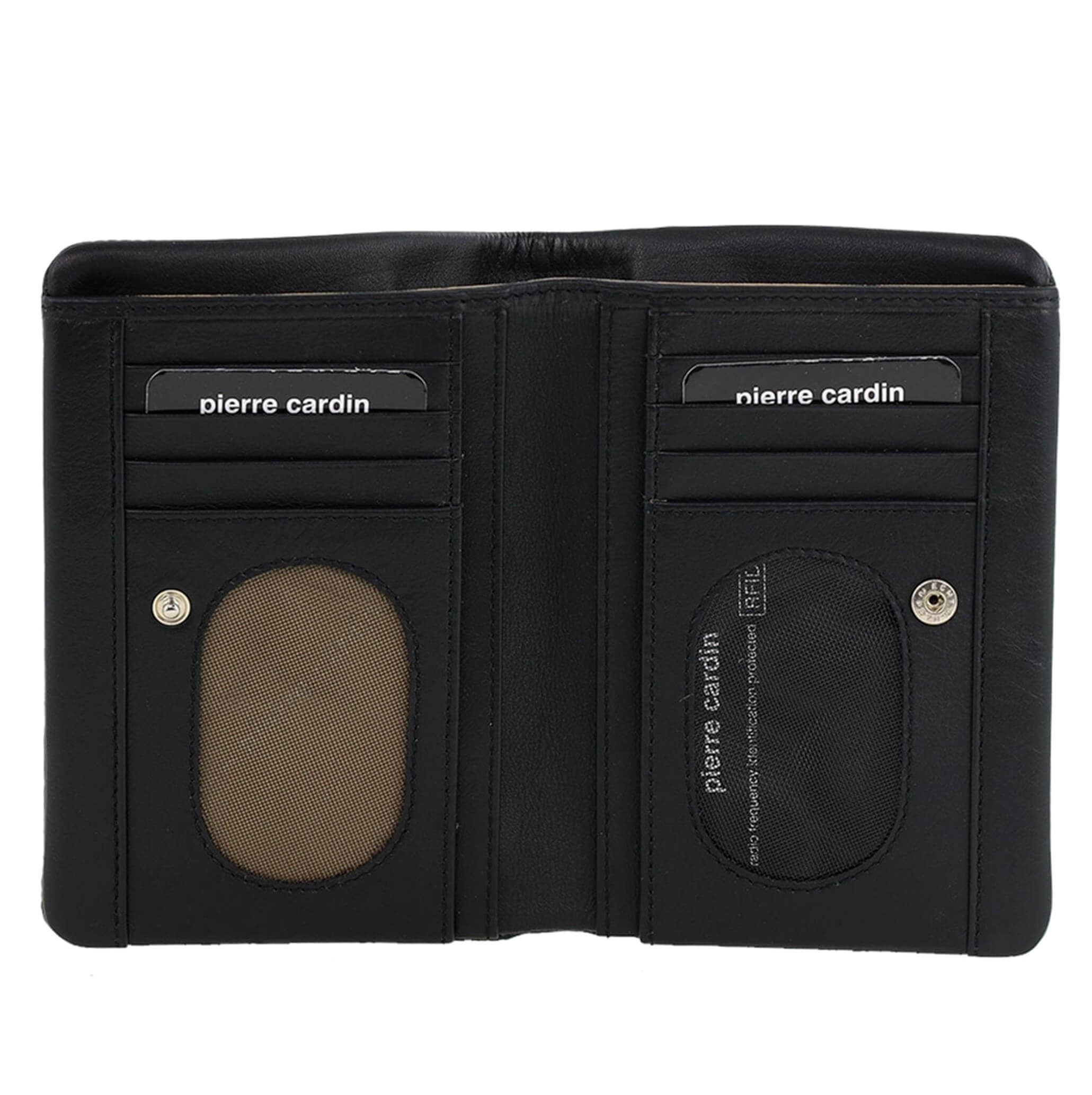 Pierre Cardin Ladies Leather Bi-fold Wallet in Black