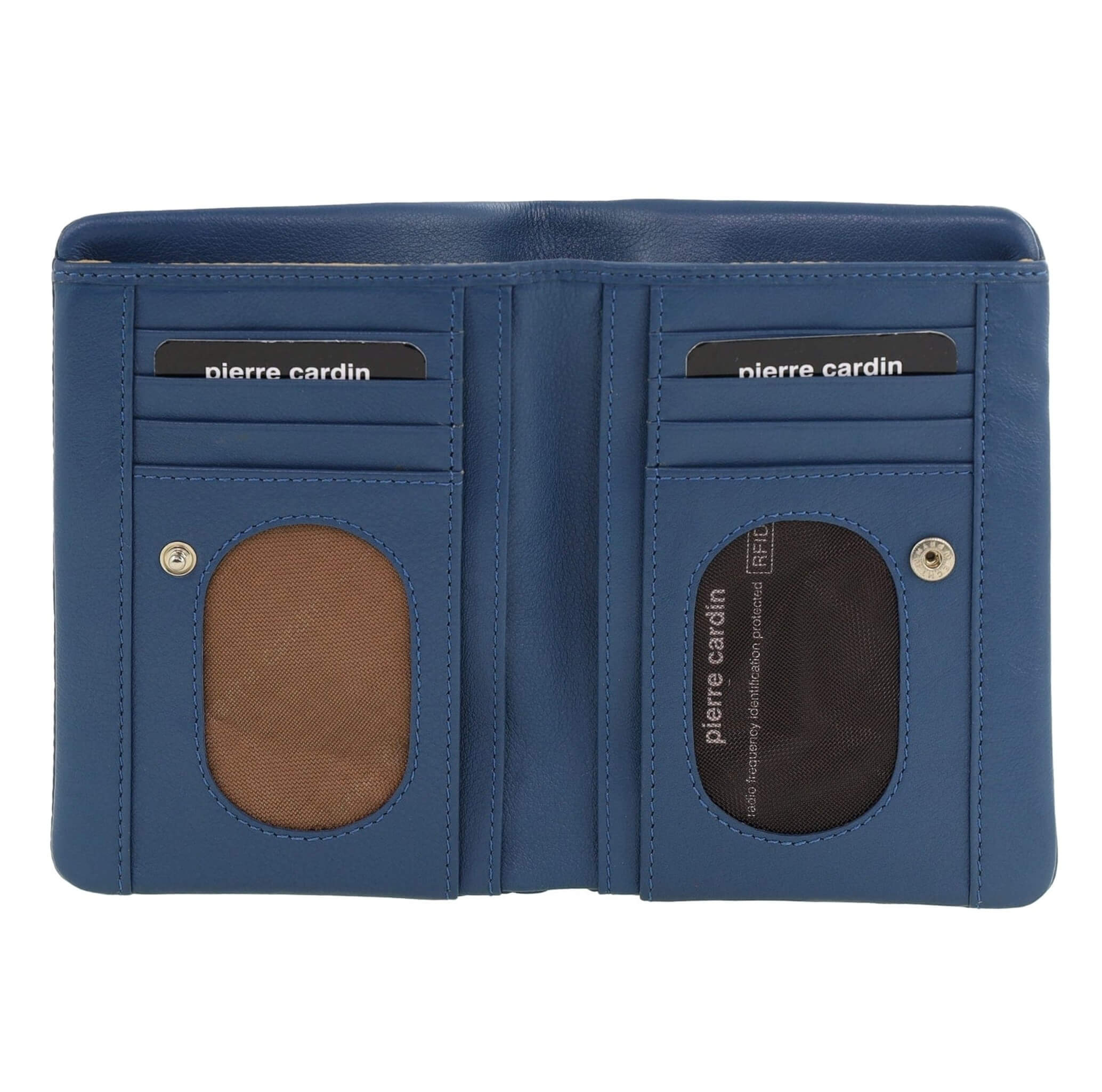 Pierre Cardin Ladies Leather Bi-fold Wallet in Blue