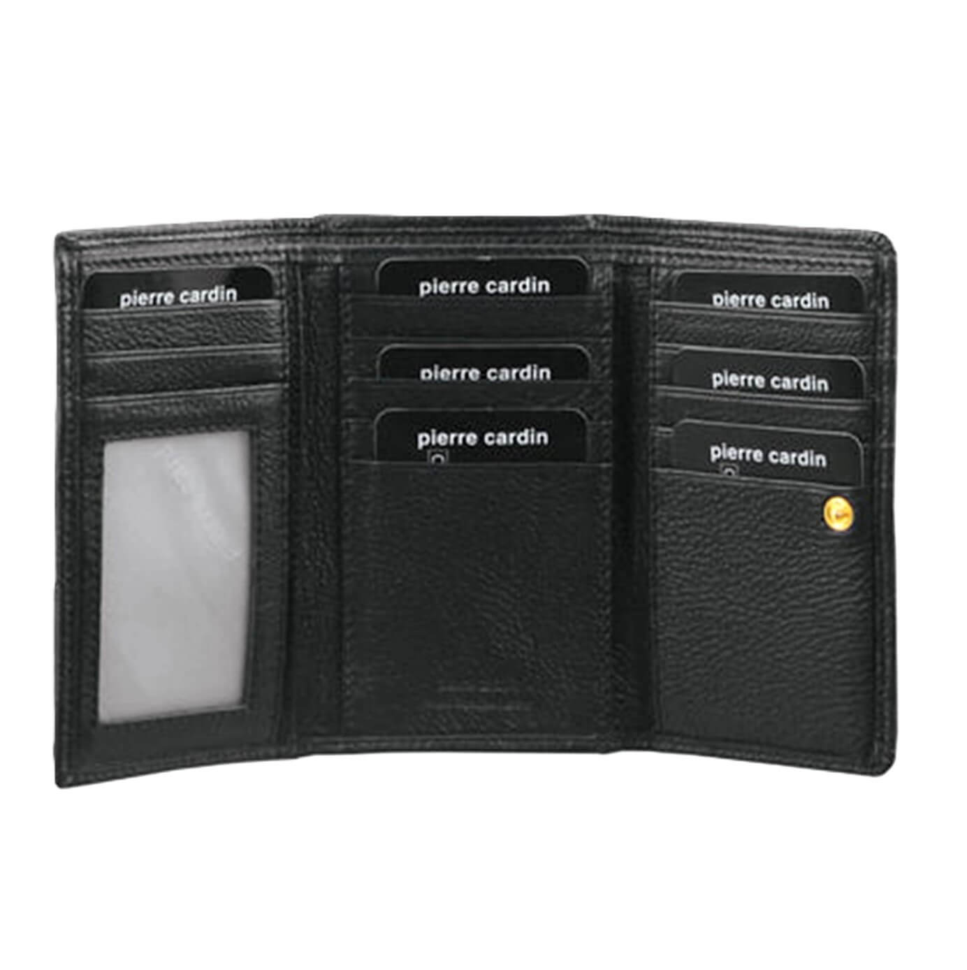 Pierre Cardin Ladies’ Leather Tri-fold RFID Wallet in Black