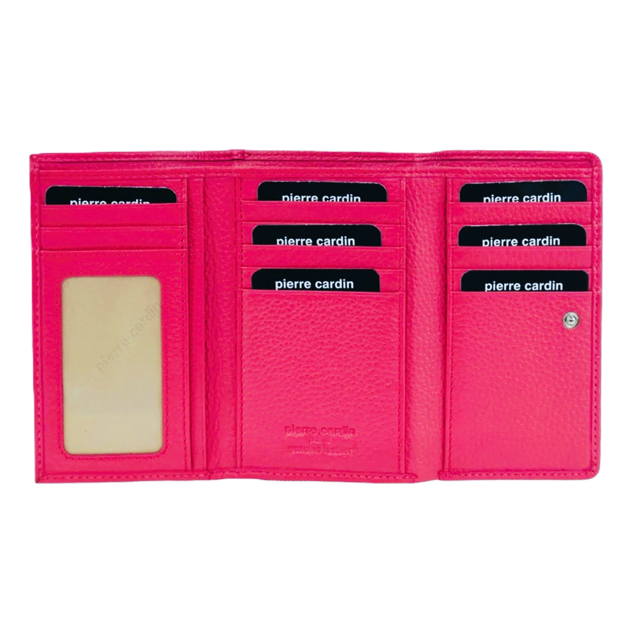 Pierre Cardin Ladies Leather RFID Tri-fold Wallet in Fuschia